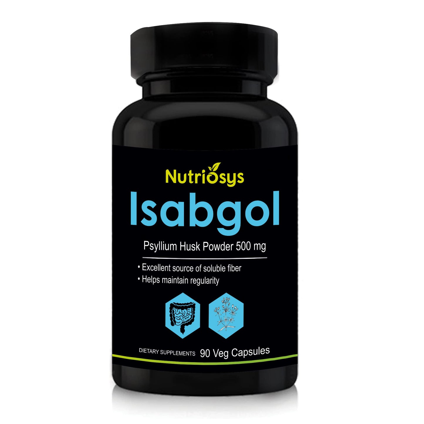 Nutriosys Isabgol Psyllium Husk 500mg Supplement, 90 Capsules