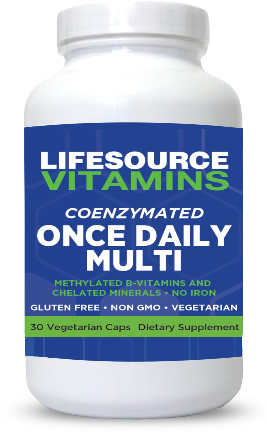 LSV LifeSource Vitamins Coenzymated Once Daily Multi, Methylated B-Vitamins, Chelated Minerals, Iron-Free, Vegetarian, 30 Vegetarian Capsules