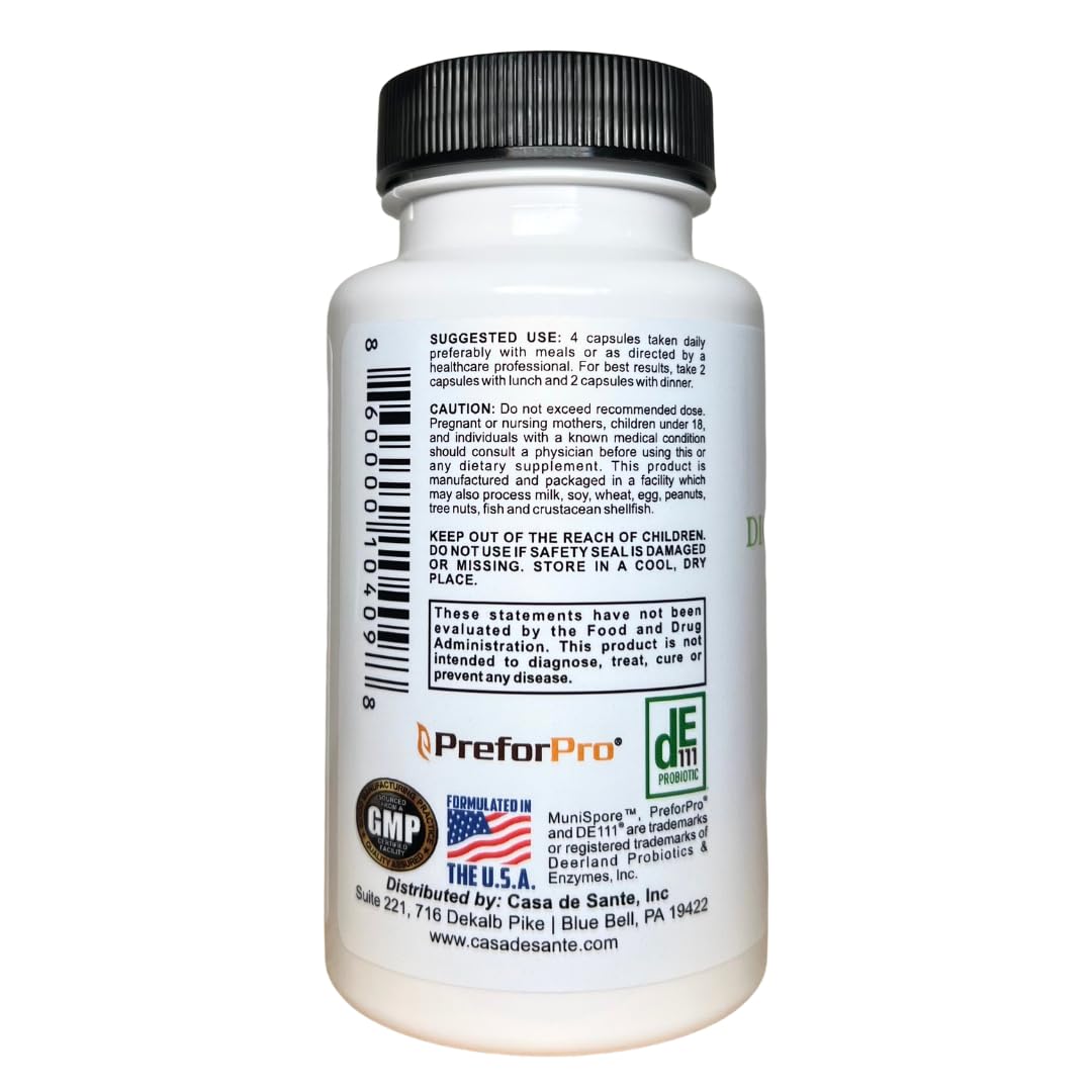 Casa de Sante FODMAP Digestive Enzymes with Probiotics Prebiotics & Postbiotics - GLP-1 Support | Low FODMAP Gut Friendly 4-in-1 | 18 Enzymes + 6 Billion CFU | MD PhD Developed Capsules 60