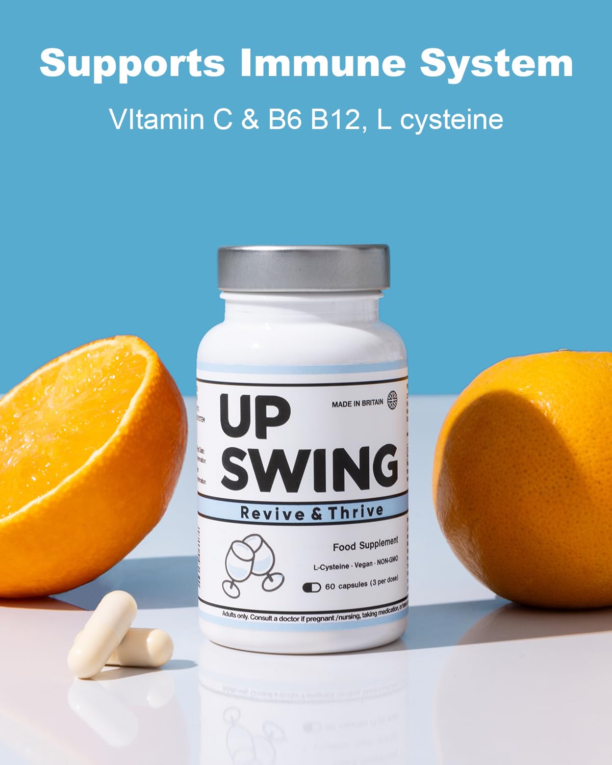 Upswing Pre & Post Drinking Supplement Vitamin B Complex Capsule, 60 Capsules
