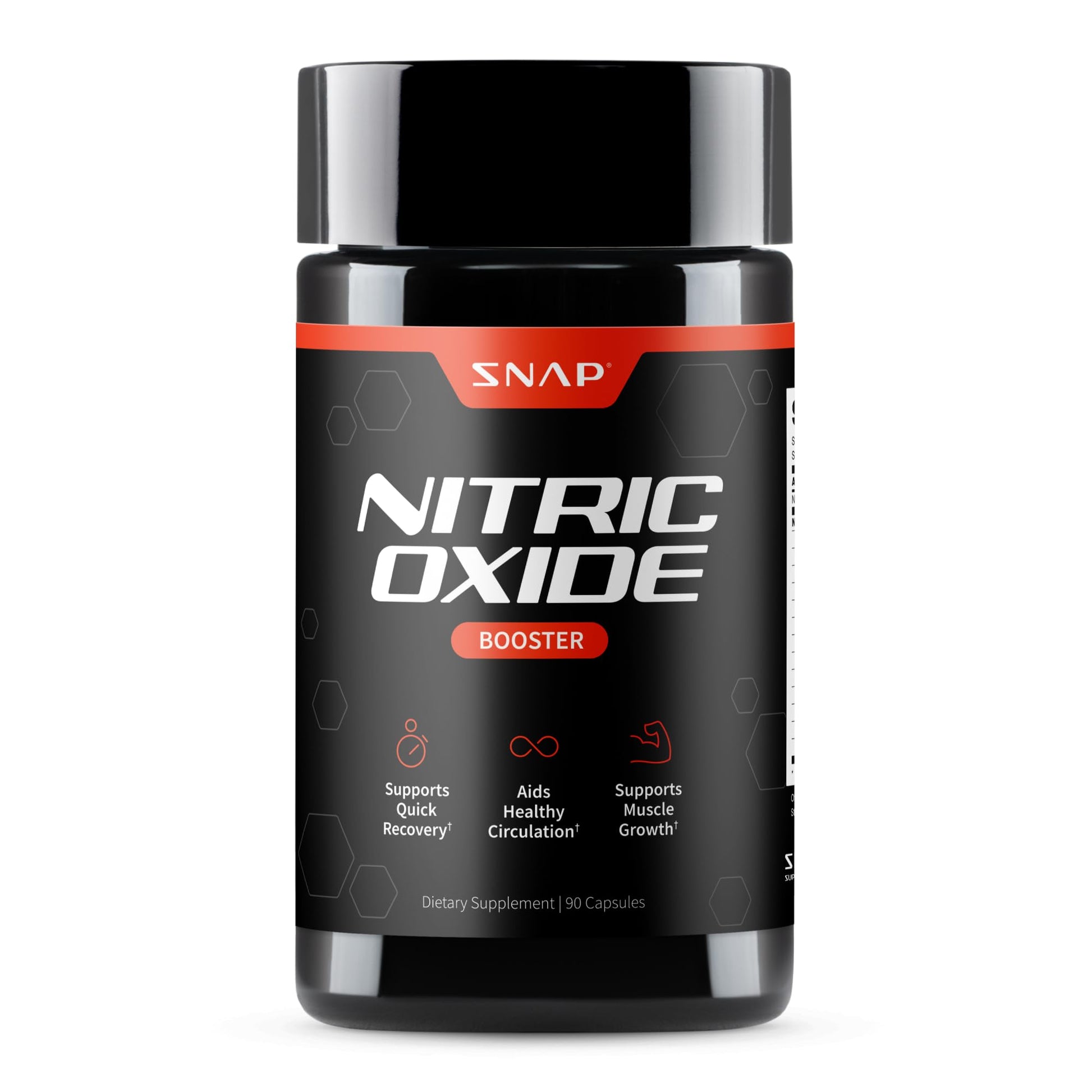 Snap Supplements Nitric Oxide Booster for Men & Women, L-Citrulline + 3 Forms of L-Arginine, Capsule, 90 Capsules