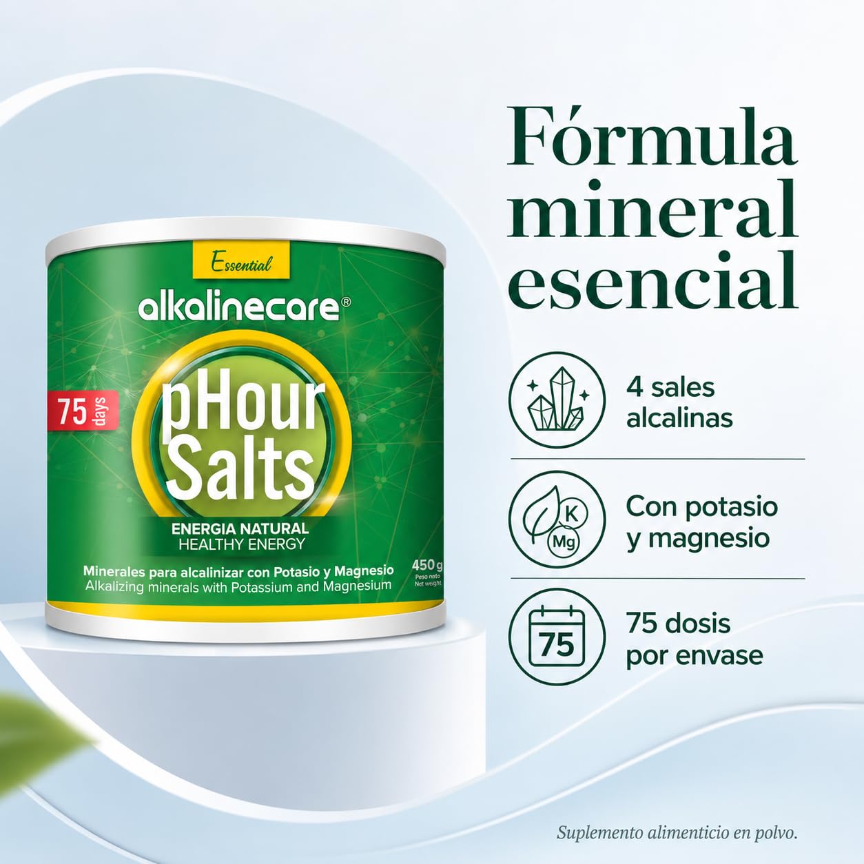 Alkaline Care PHOUR Salts - Alkaline Mineral Salts with Magnesium and Potassium Powder 15.87 Ounce