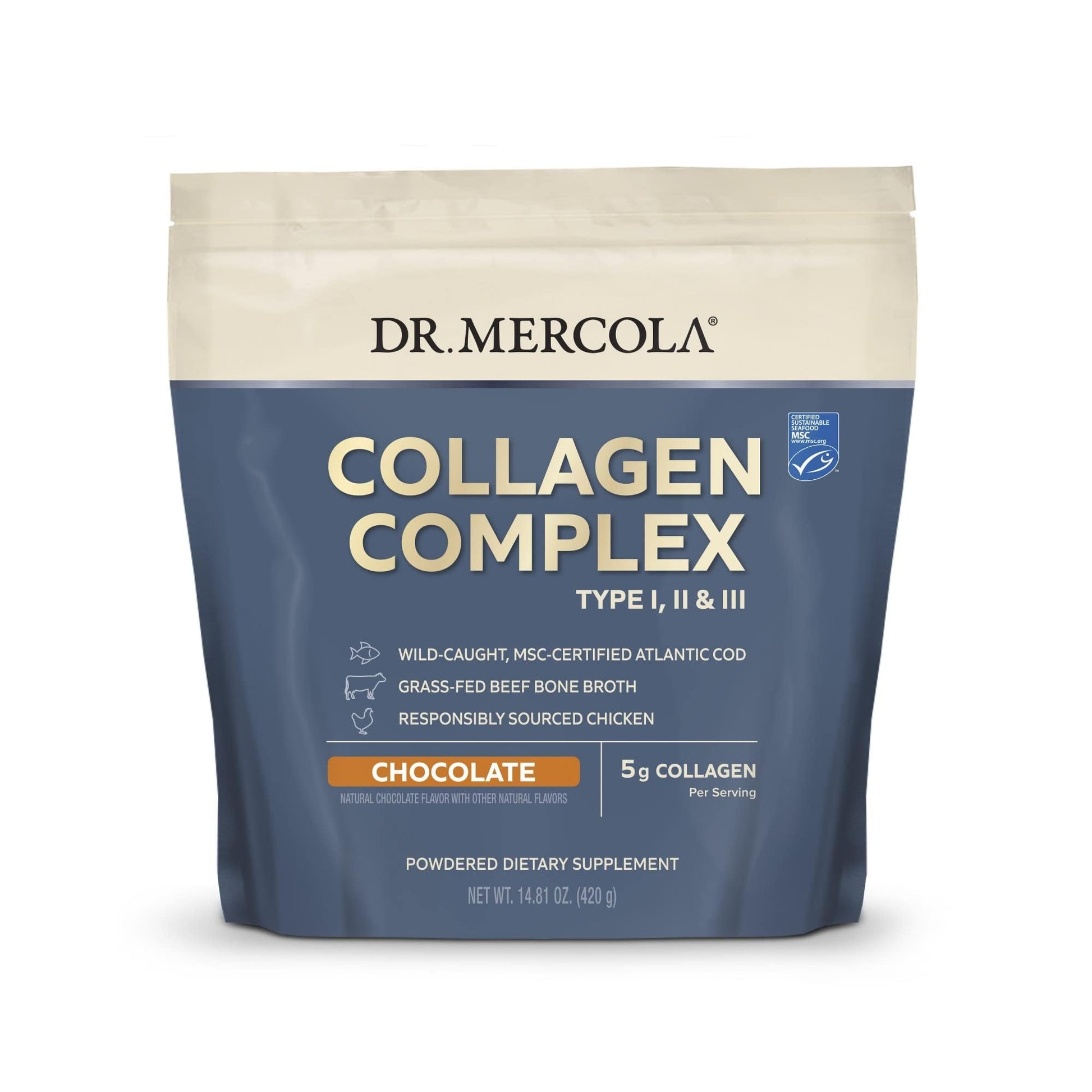 Dr. Mercola Collagen Complex Powder - Multi-Source Collagen Types I, II & III - 14.81 oz