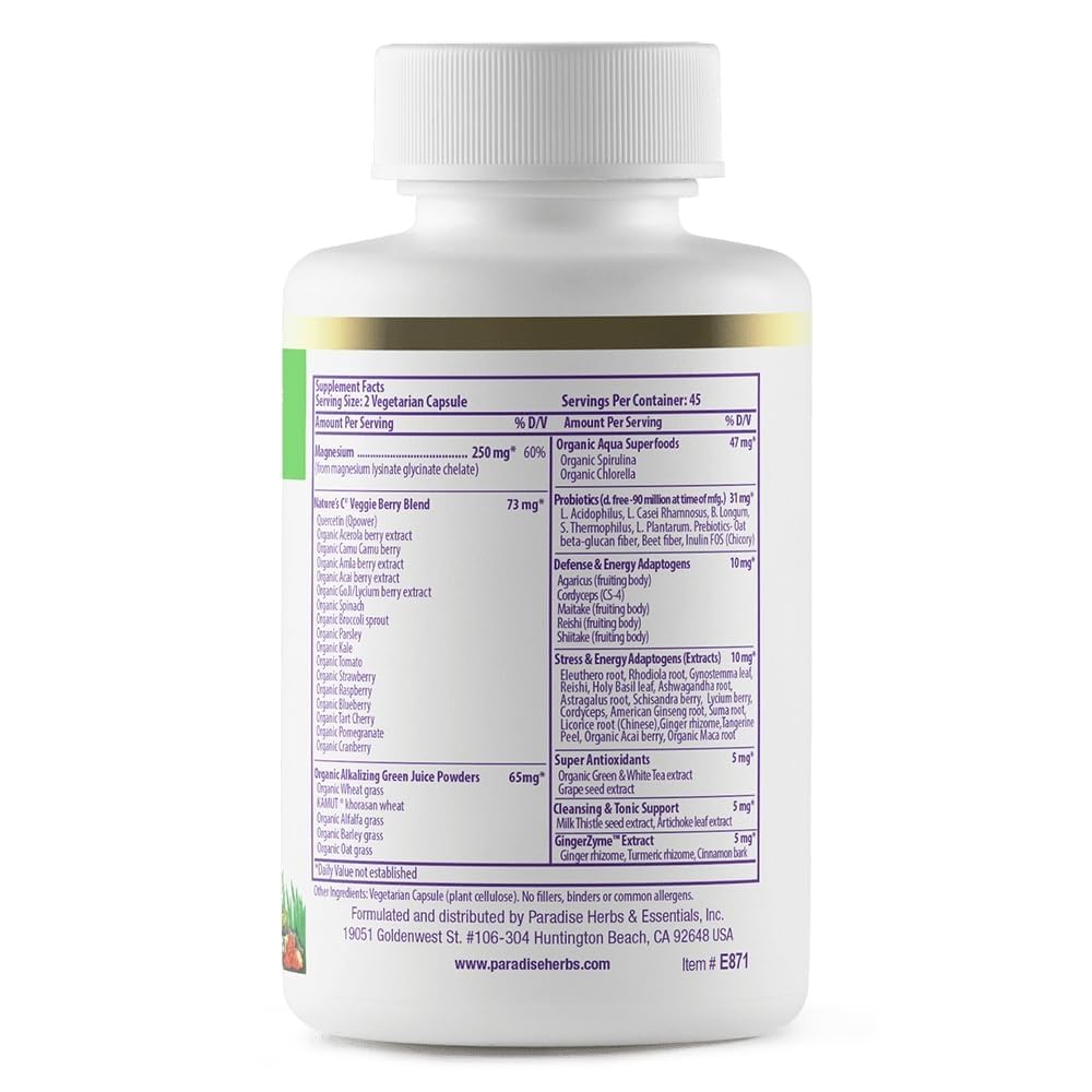 Paradise Herbs Earth's Blend Magnesium Supplement, 90 Vegetarian Capsules