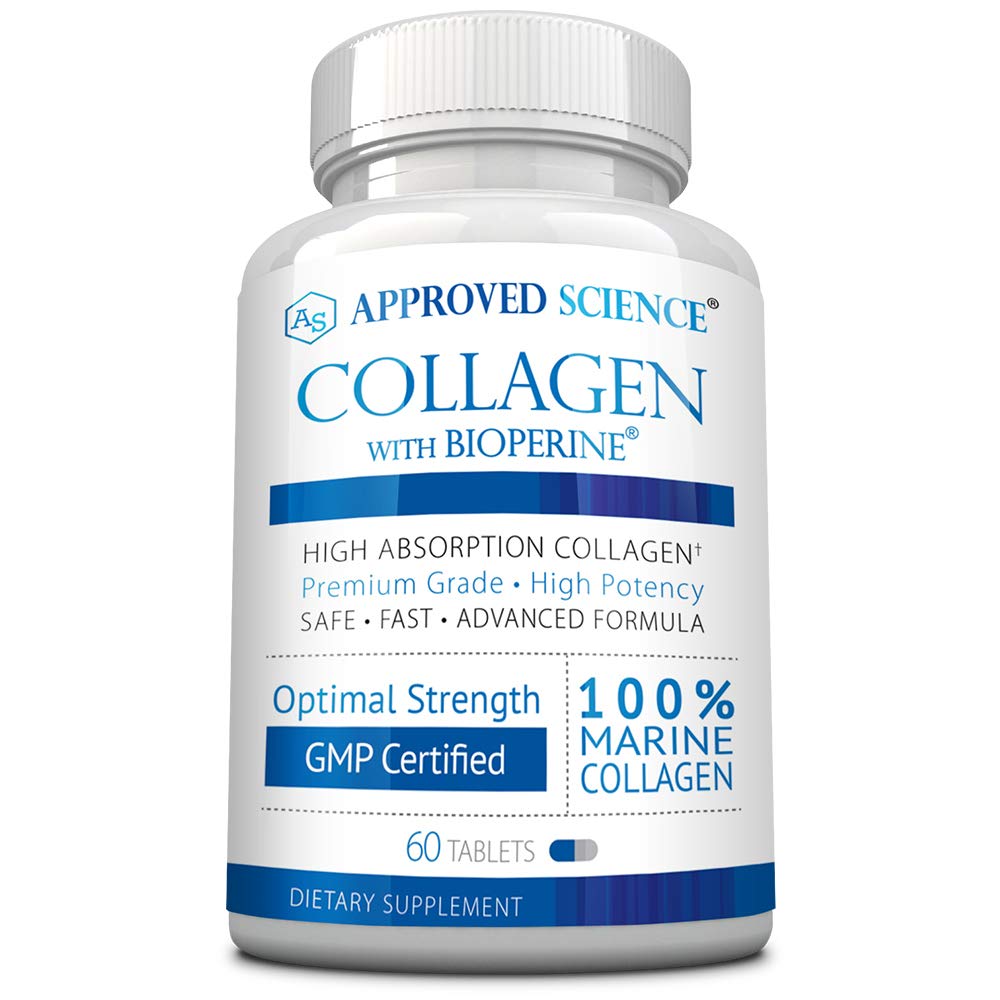 Approved Science Collagen Pills Absorbable Marine Collagen Types I and III, 60 Tablets