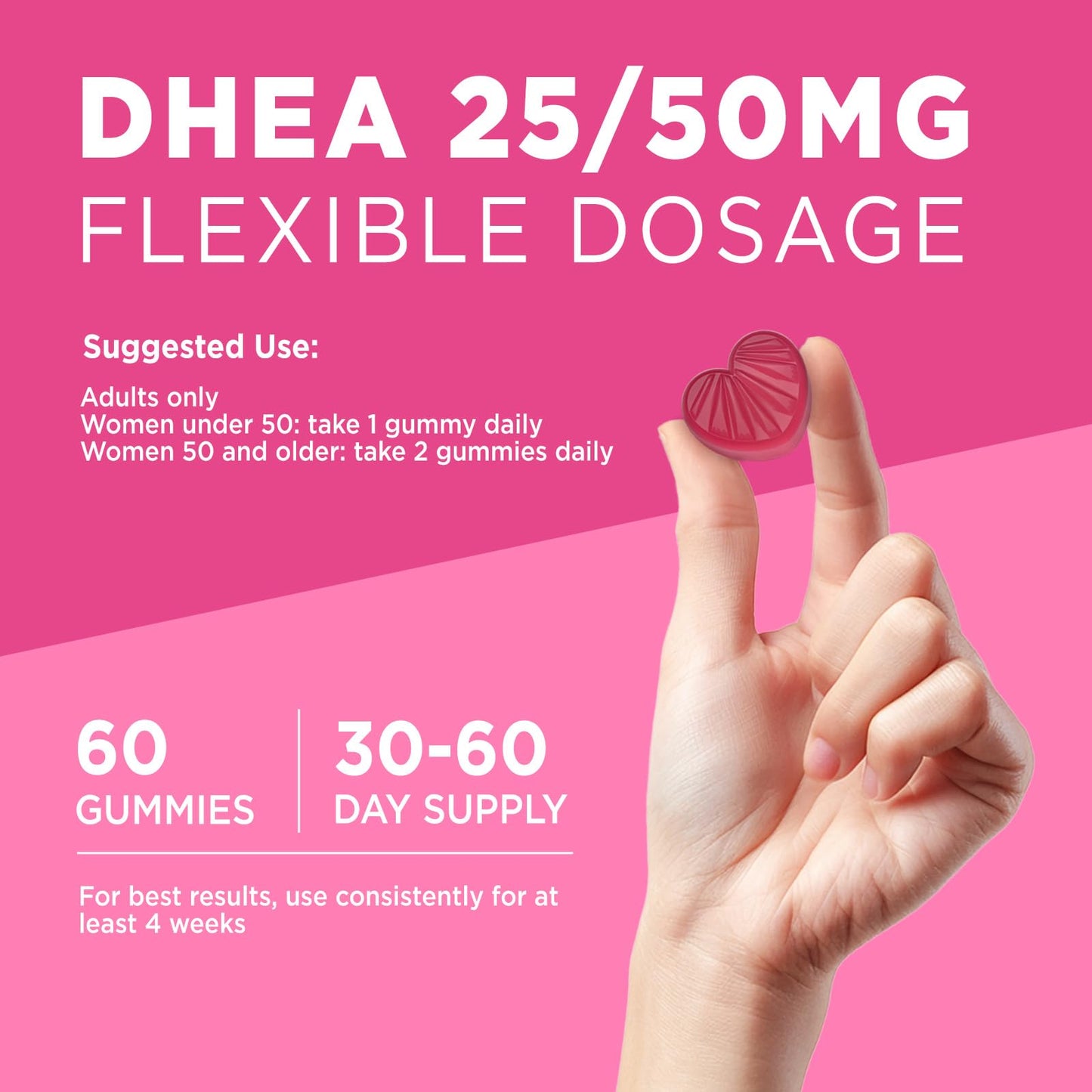 NATISLAND DHEA Gummy Supplement for Women, 25 mg per Gummy, 60 Gummies
