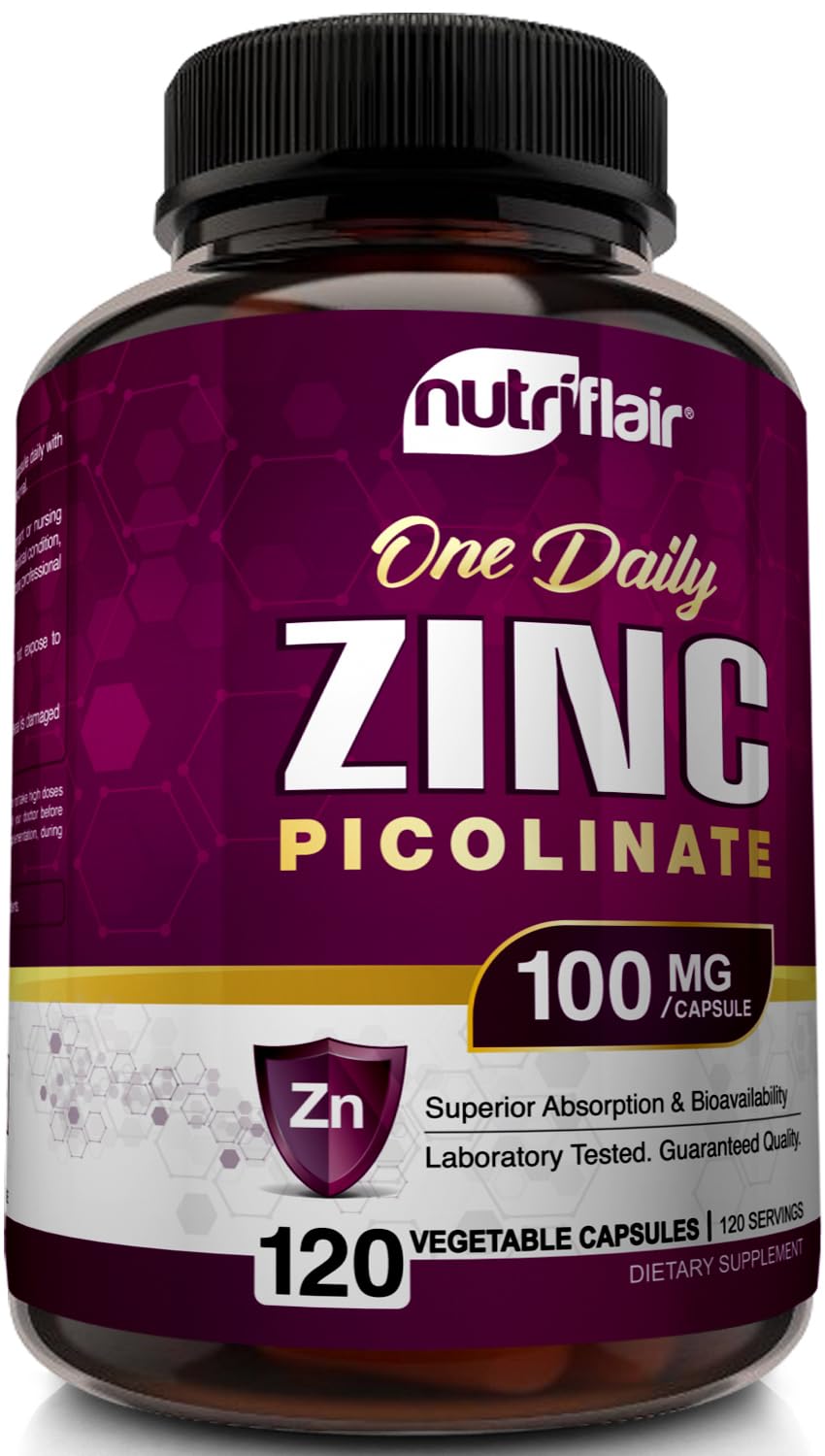 NutriFlair Zinc Picolinate 100mg Capsule 120 Count