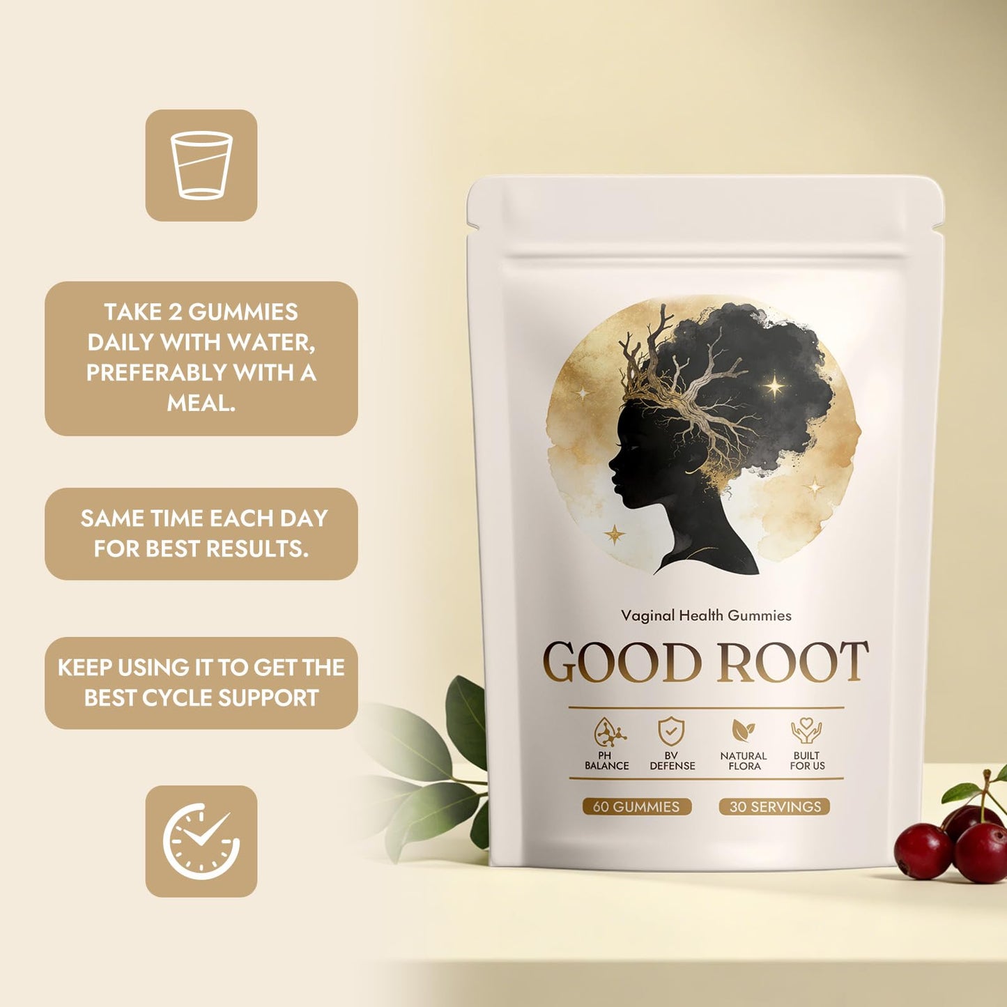 JRR Goodroot Feminine Balance Gummies for Women – PH Balance, Flora and Immune Support, Vaginal Health Support – Black Seed, Oregano Oil & Cranberry – Vegan, Gluten-Free, 60 Gummies