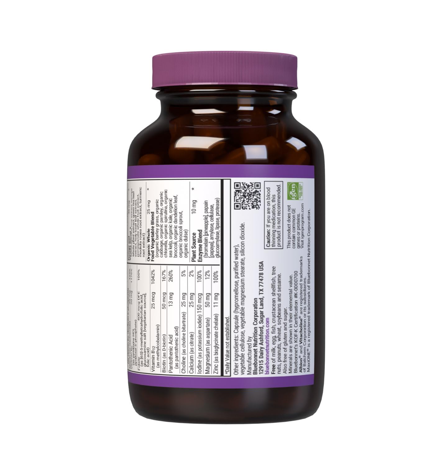 BlueBonnet Maxi One (Iron-Free) Whole Food Multiple 60 Capsules