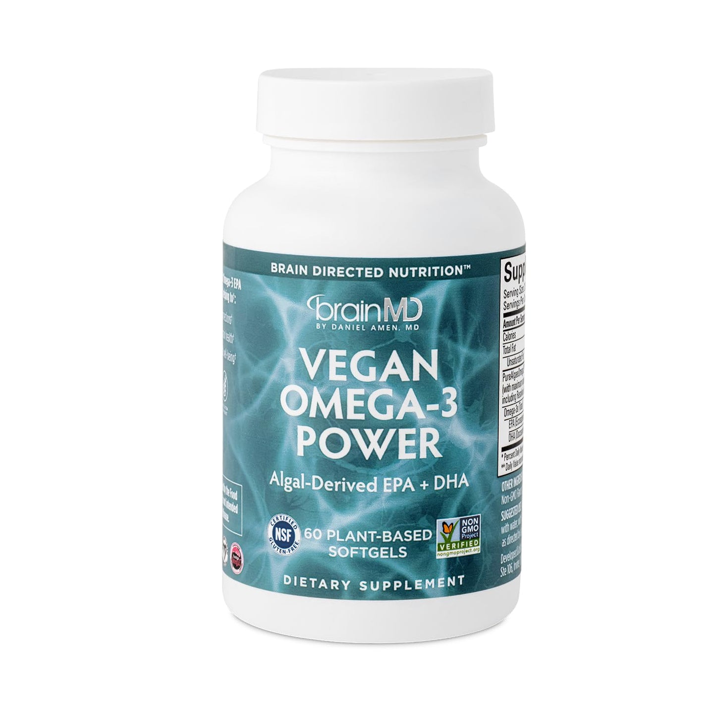 BRAINMD Dr Amen Vegan Omega-3 Power Softgels 60 Count