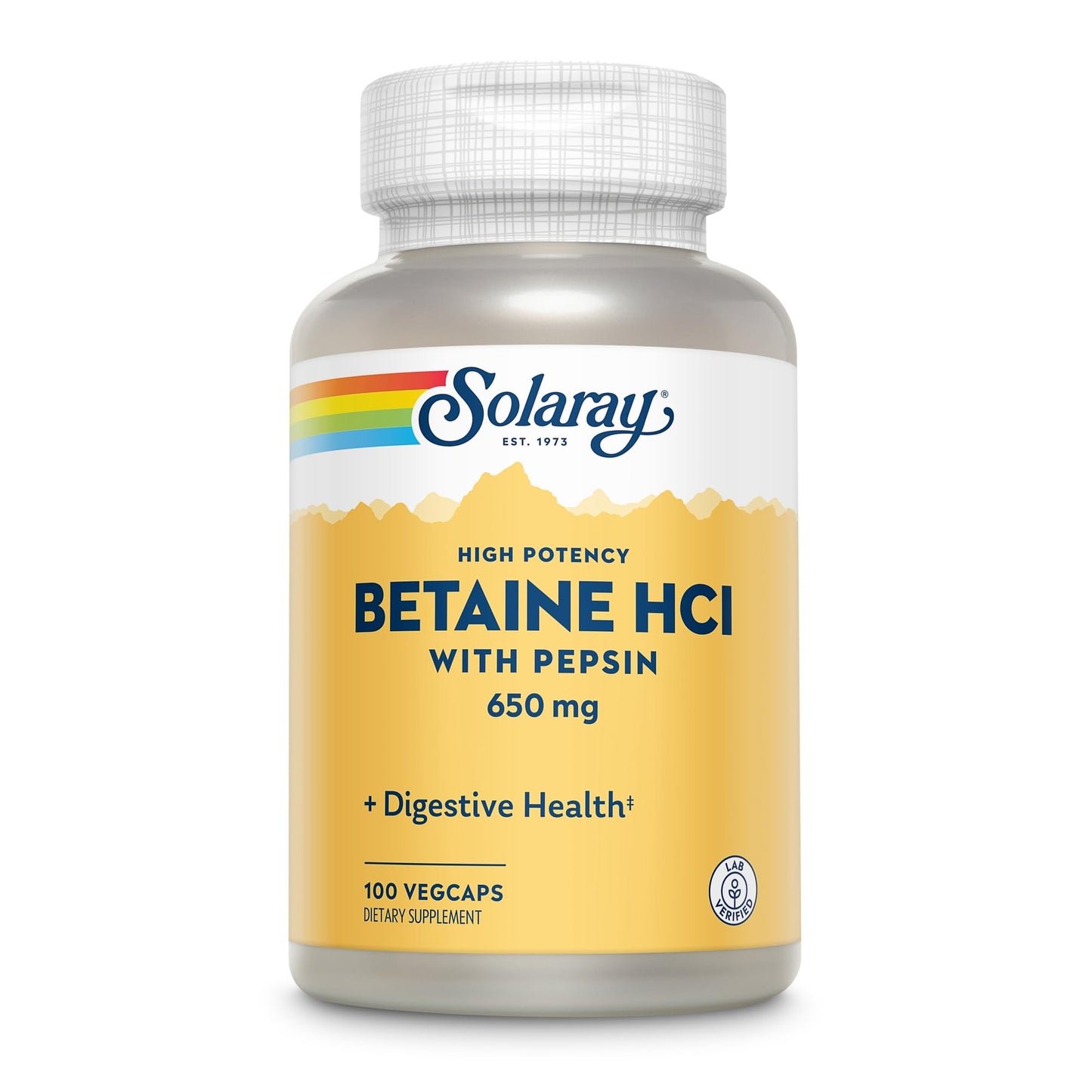 Solaray HCl Pepsin High Potency 650 mg Capsule, 100 Veggie Capsules