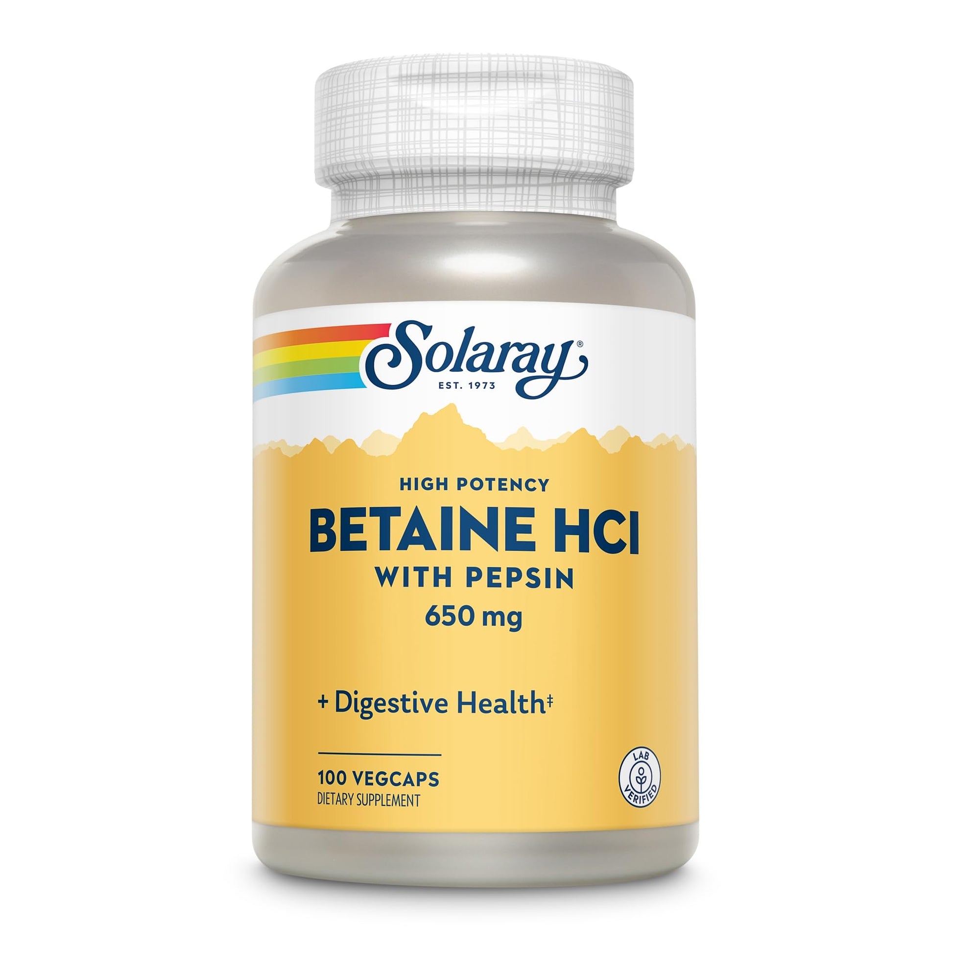 Solaray HCl Pepsin High Potency 650 mg Capsule, 100 Veggie Capsules