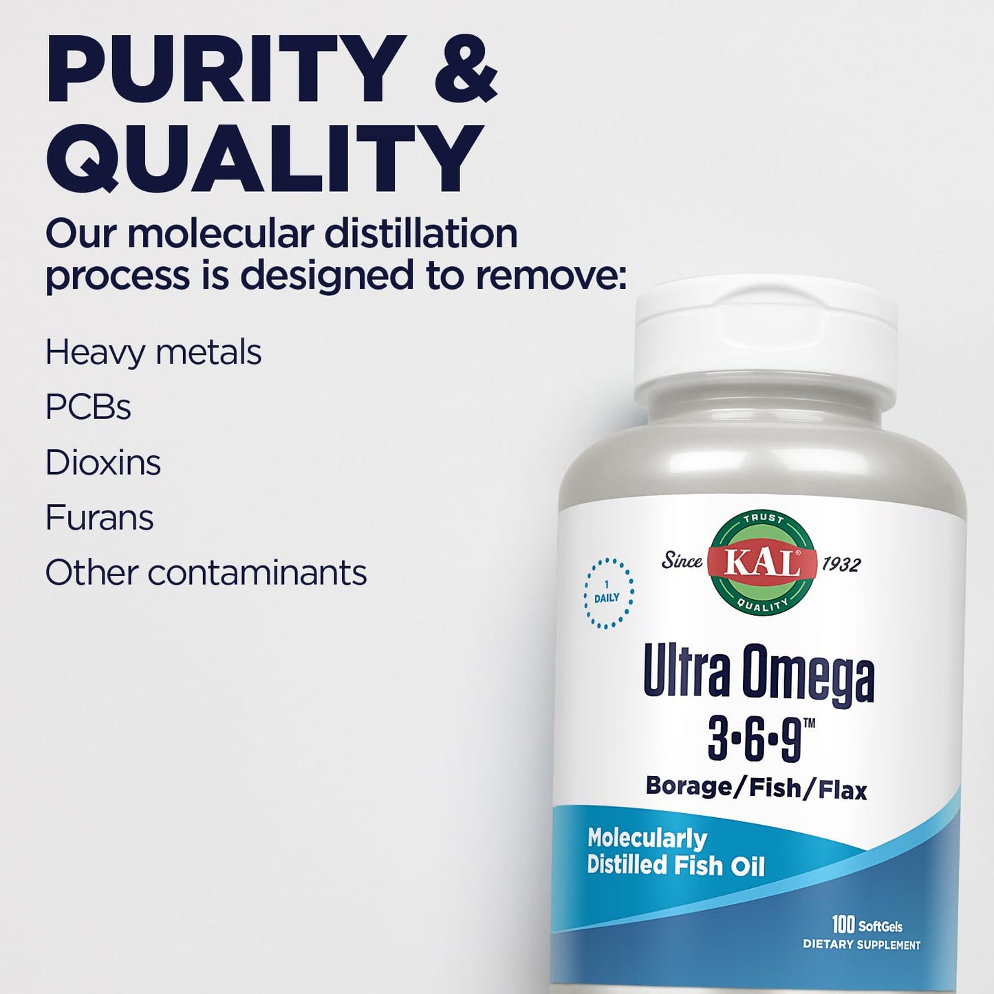 KAL Ultra Omega 3-6-9 1200mg Softgels, 100 Softgels