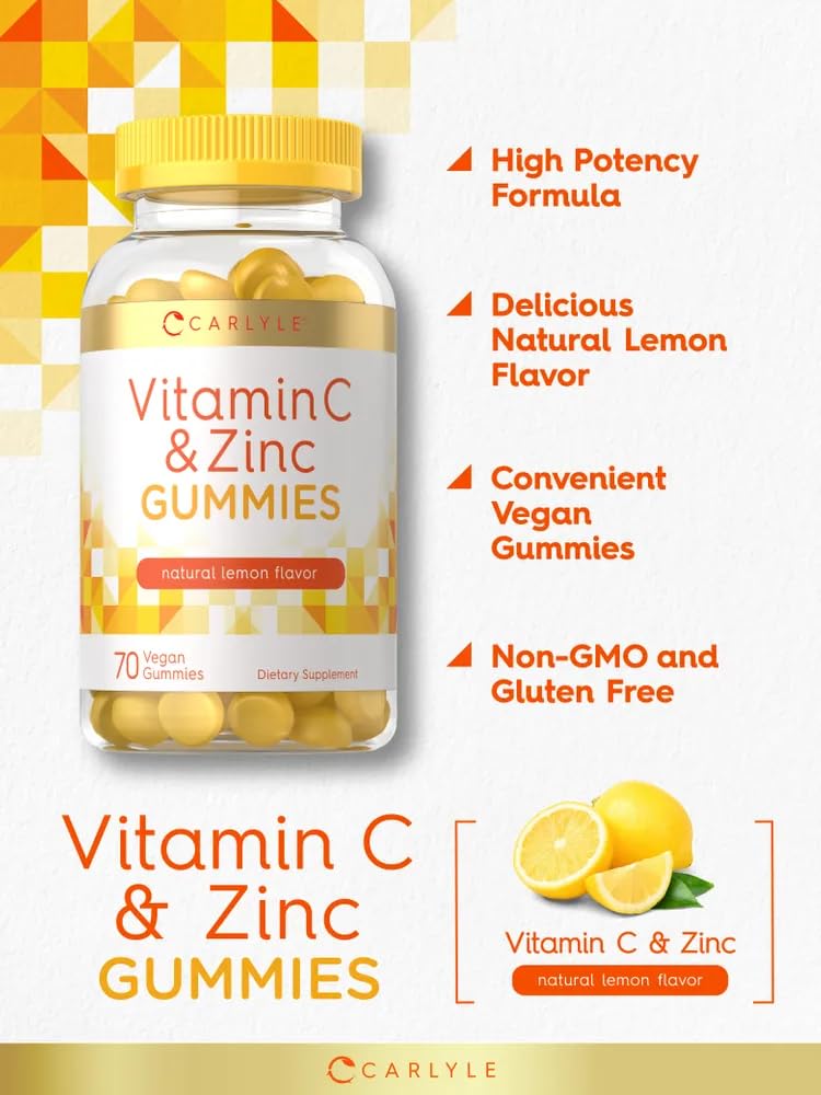 Carlyle Vitamin C and Zinc Gummies, 70 Count