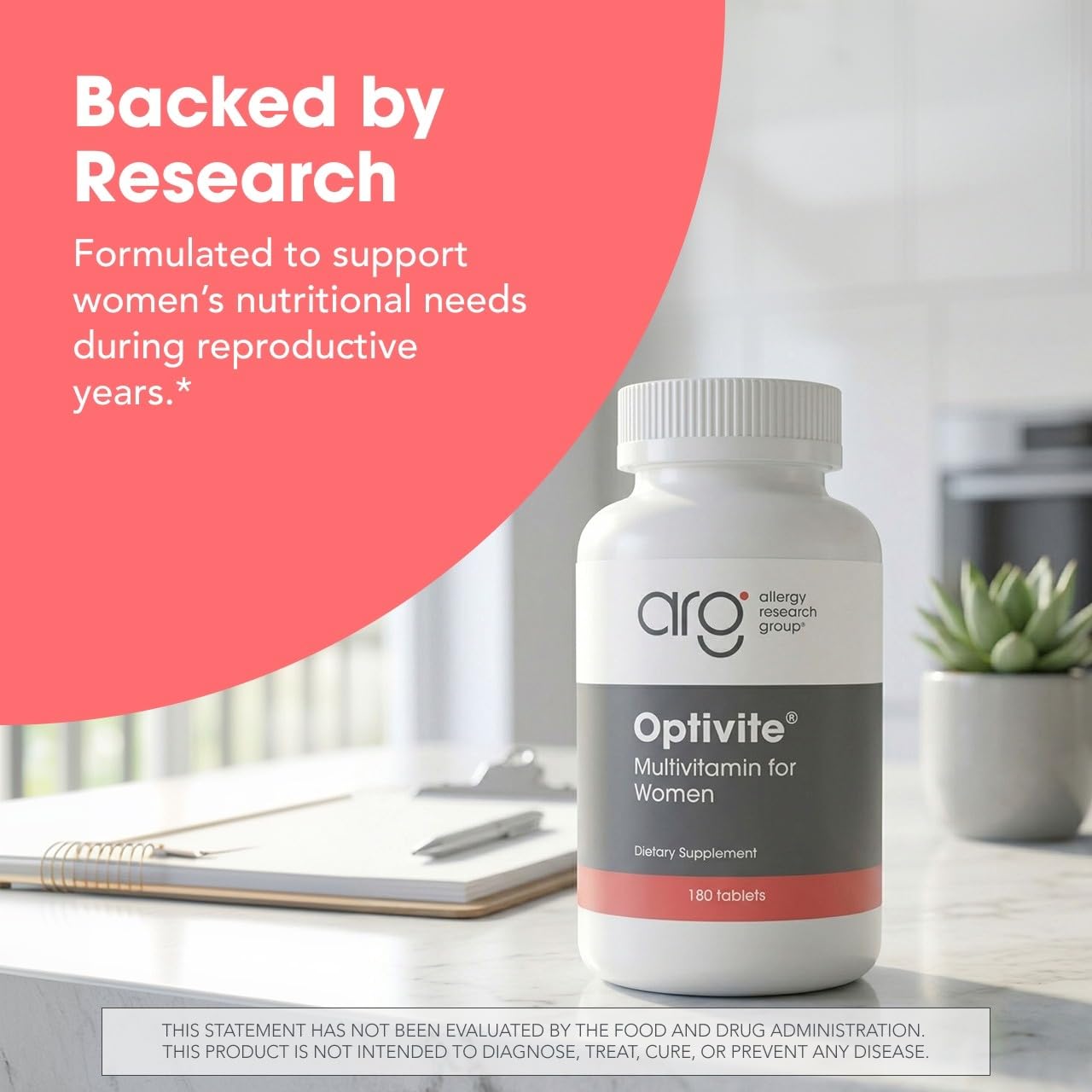 Optimox ARG Optivite Women's Multivitamin Multimineral Hormone Balance & PMS Support Enhanced with Flavonoids, Enzymes & Betaine HCl Tablets 180