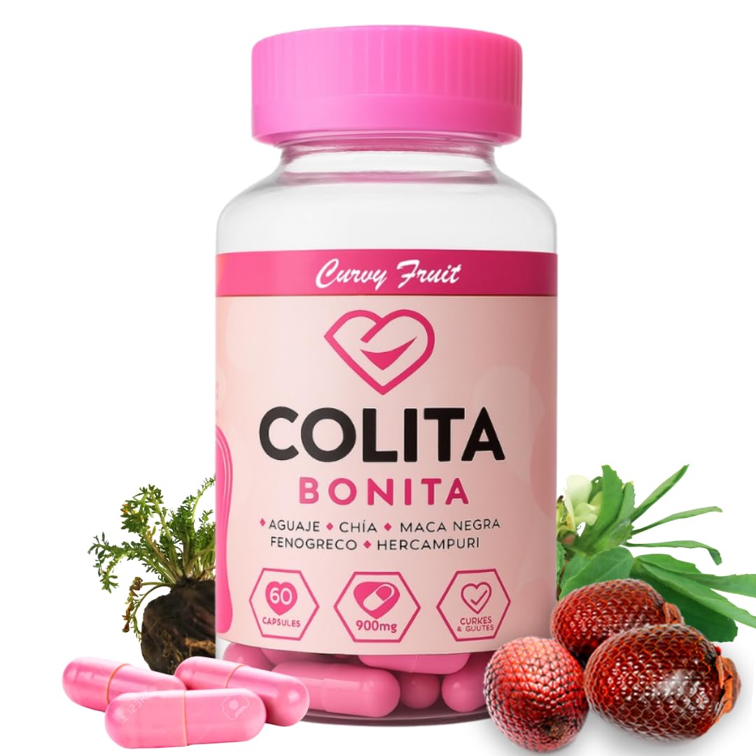 Curvy Fruit Colita Bonita – Aguaje, Black Maca & Fenugreek Pills – Natural Booty Growth & Hip Shaping Supplement – Supports Curves, Hormonal Balance & Waist Definition – 60 Capsules