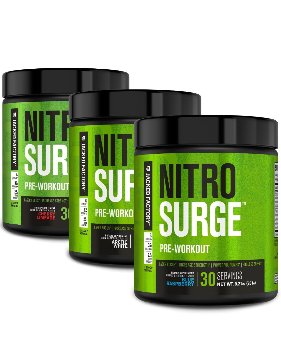 Jacked Factory NITROSURGE Pre Workout Supplement Powder 180 Servings