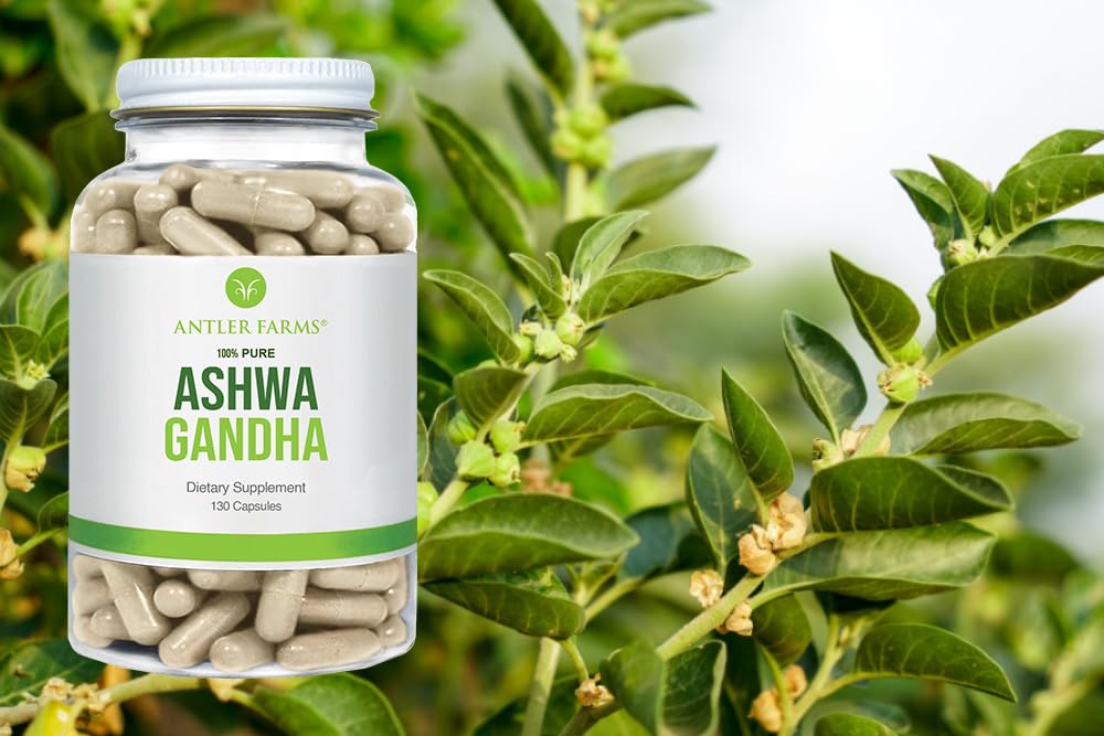 Antler Farms Ashwagandha Root and Ashwagandha Root Extract 1200mg Capsules, 130 Count
