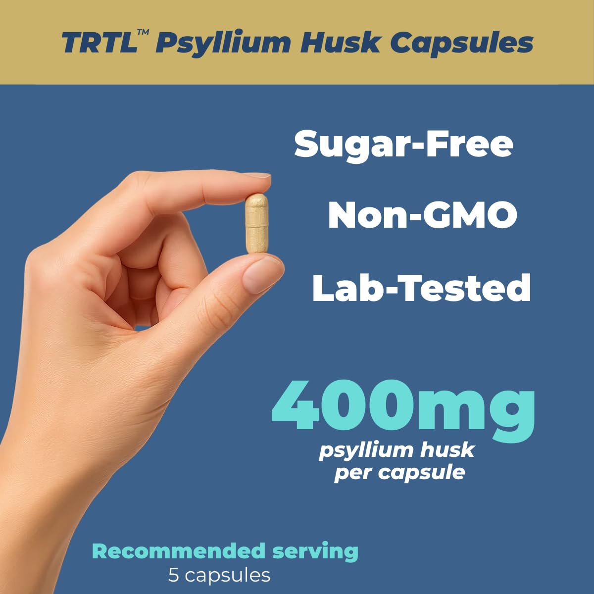 TRTL Supplements Psyllium Husk Capsules 300 Count