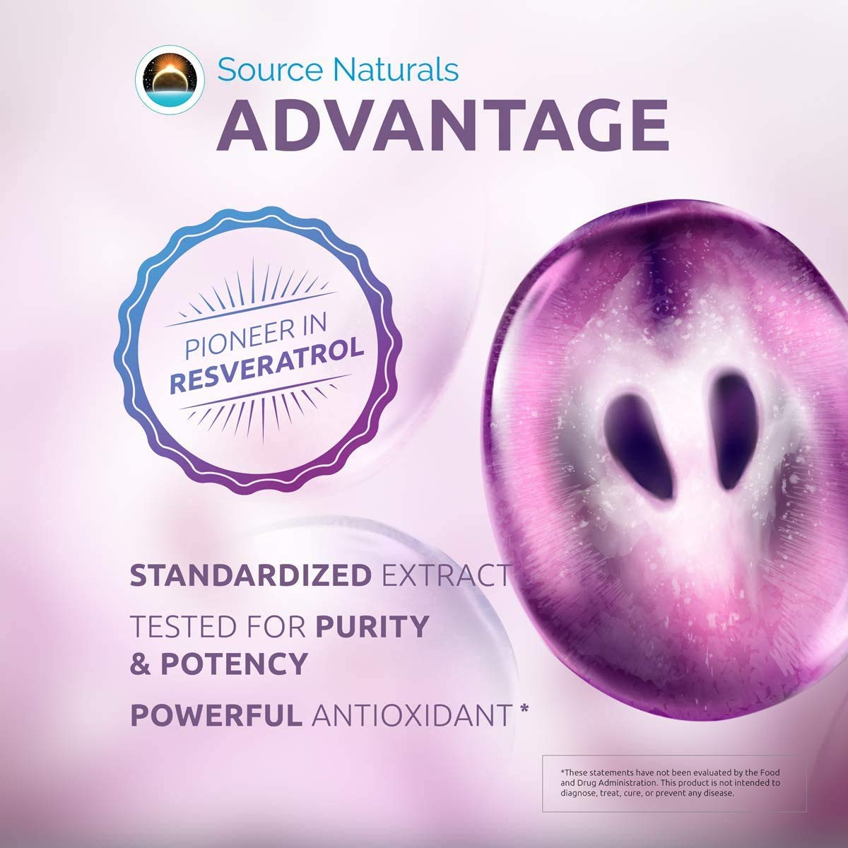Source Naturals Resveratrol 200 mg for Heart and Healthy Aging Tablet, 60 Tablets