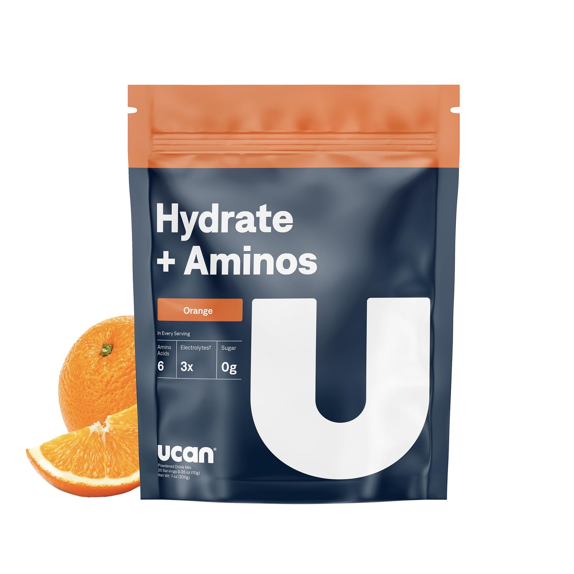 UCAN Hydrate + Aminos Powder, Orange, 7 Ounce