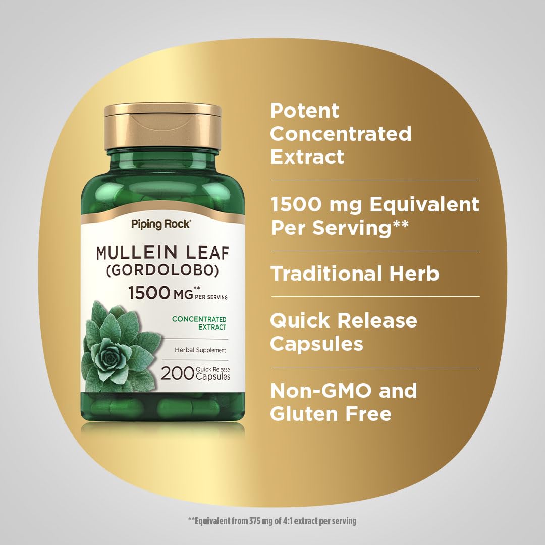 Piping Rock Mullein Leaf Extract Capsules 200 Count