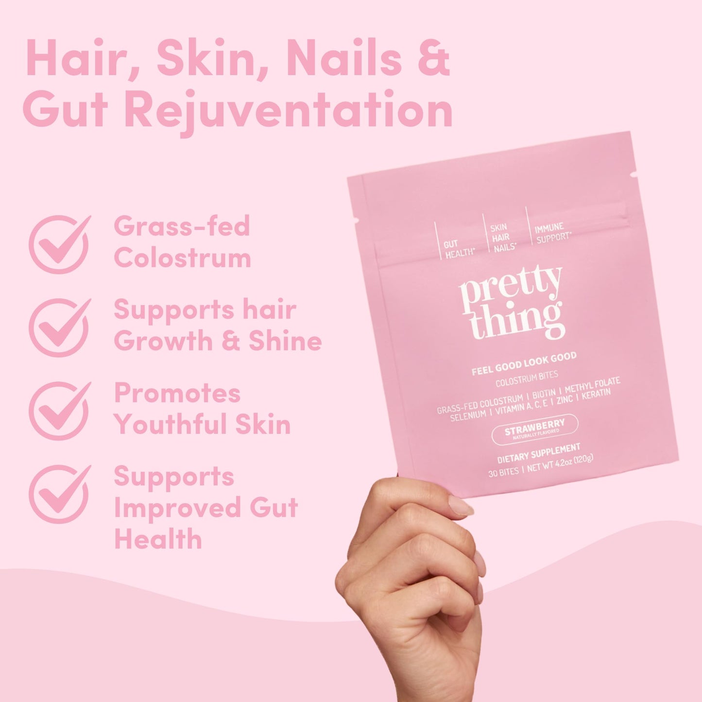 Pretty Thing Colostrum Bites for Women Gummy, 30 Count