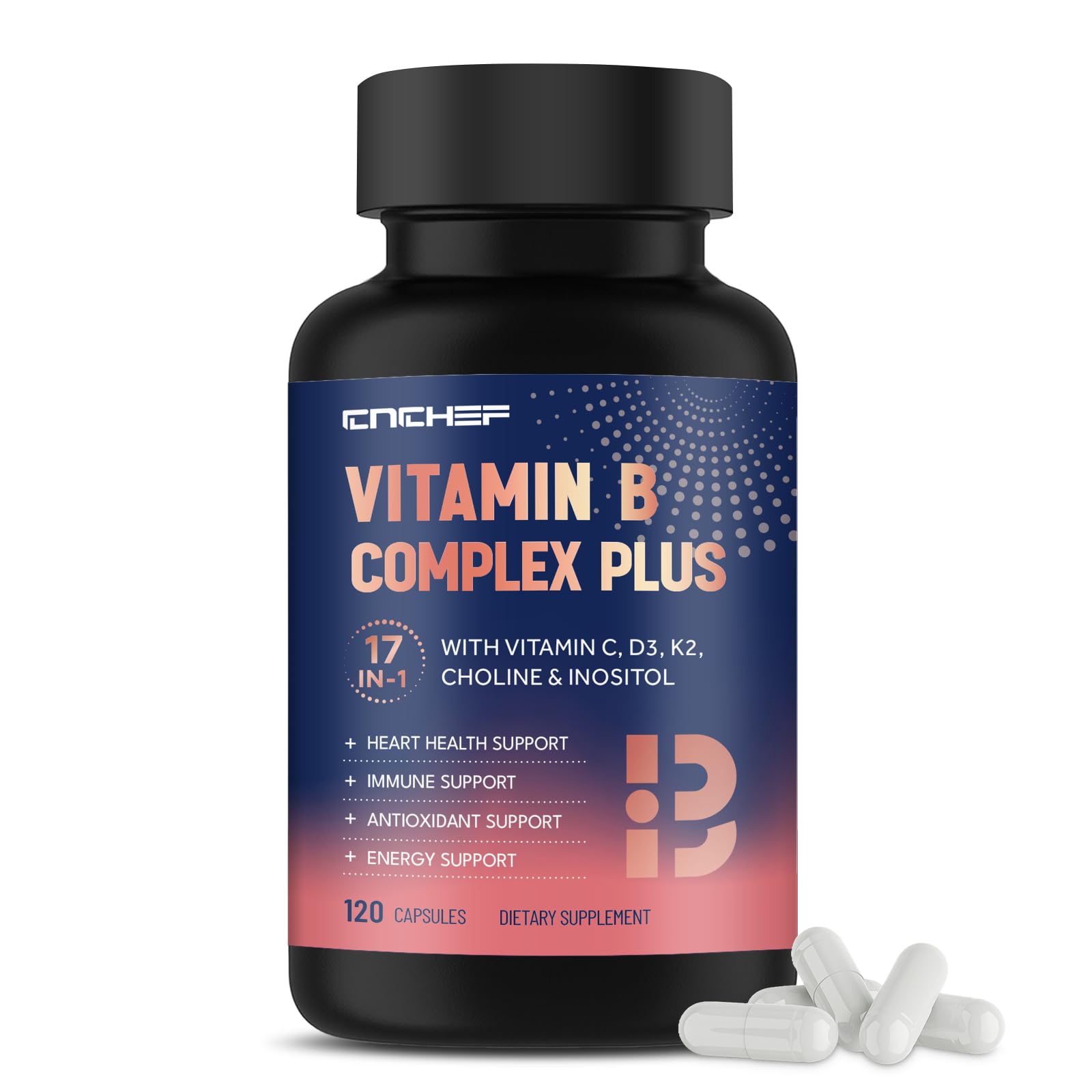 CNCHEF 17-in-1 Vitamin B Complex Plus Capsules 120 Count