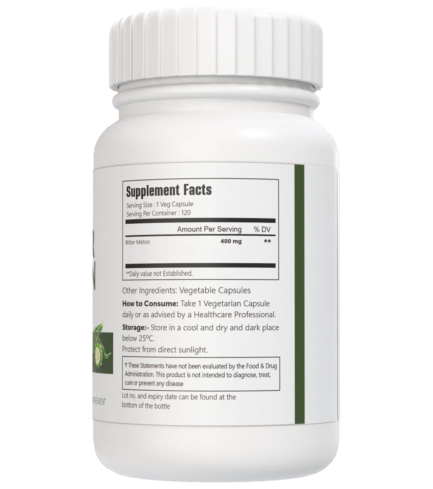 VitaCosmoX Bitter Melon Root 400 mg Capsule, 120 Vegan Capsules