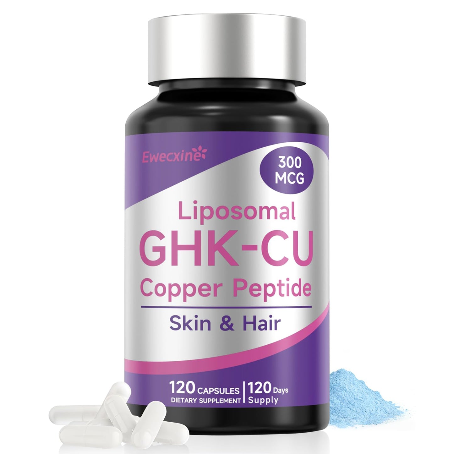 Ewecxine GHK-Cu Copper Peptide Supplement Liposomal Formula Capsule, 120 Capsules