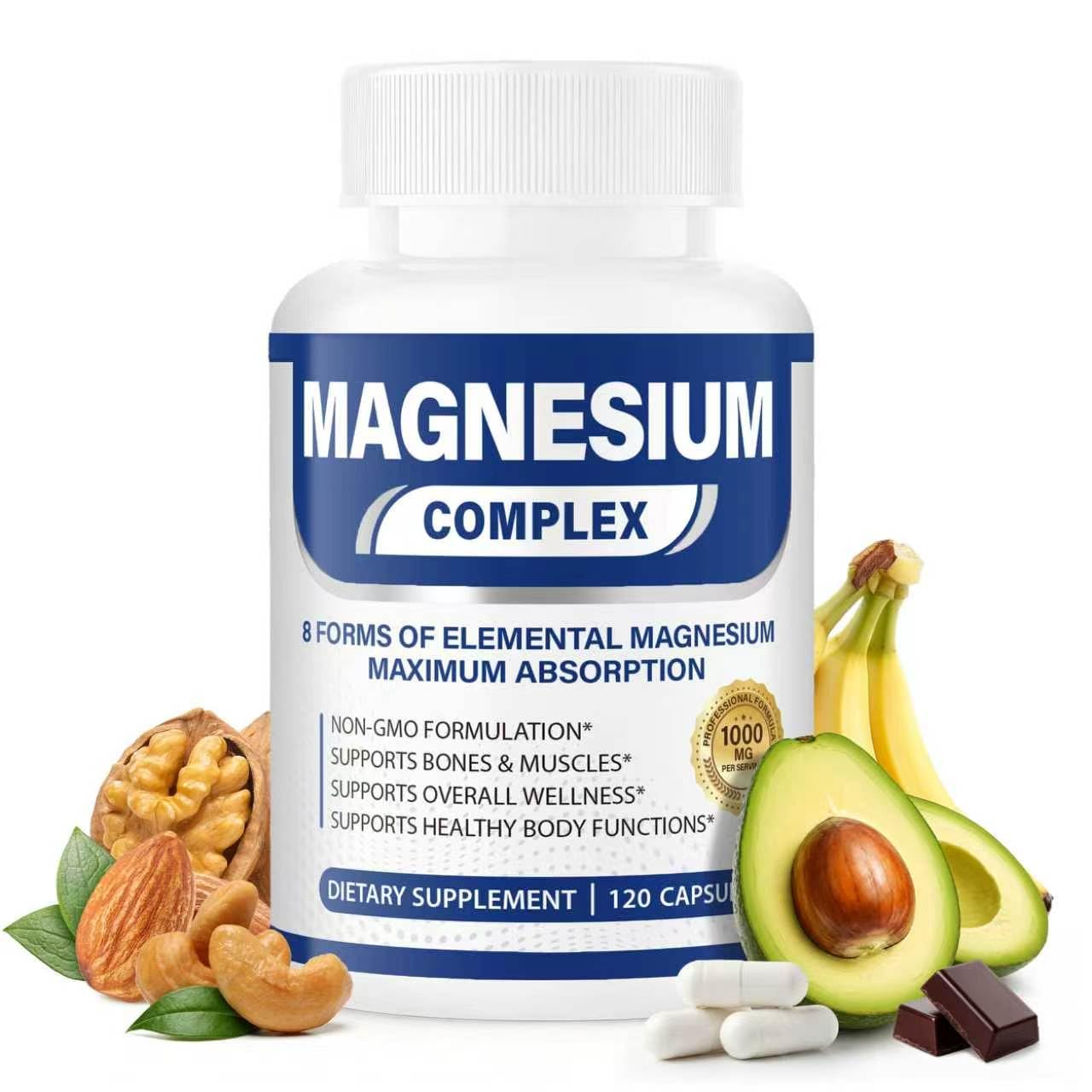 Purpleaf Magnesium Complex 1000mg Supplement 8 in 1 for Women & Men Softgels, 120 Count