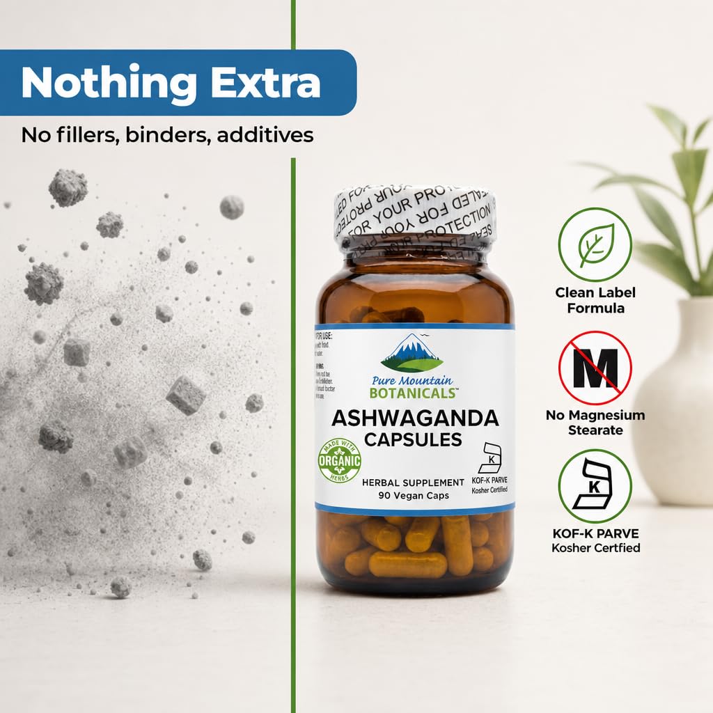Pure Mountain Botanicals Ashwagandha Capsules 90 Count
