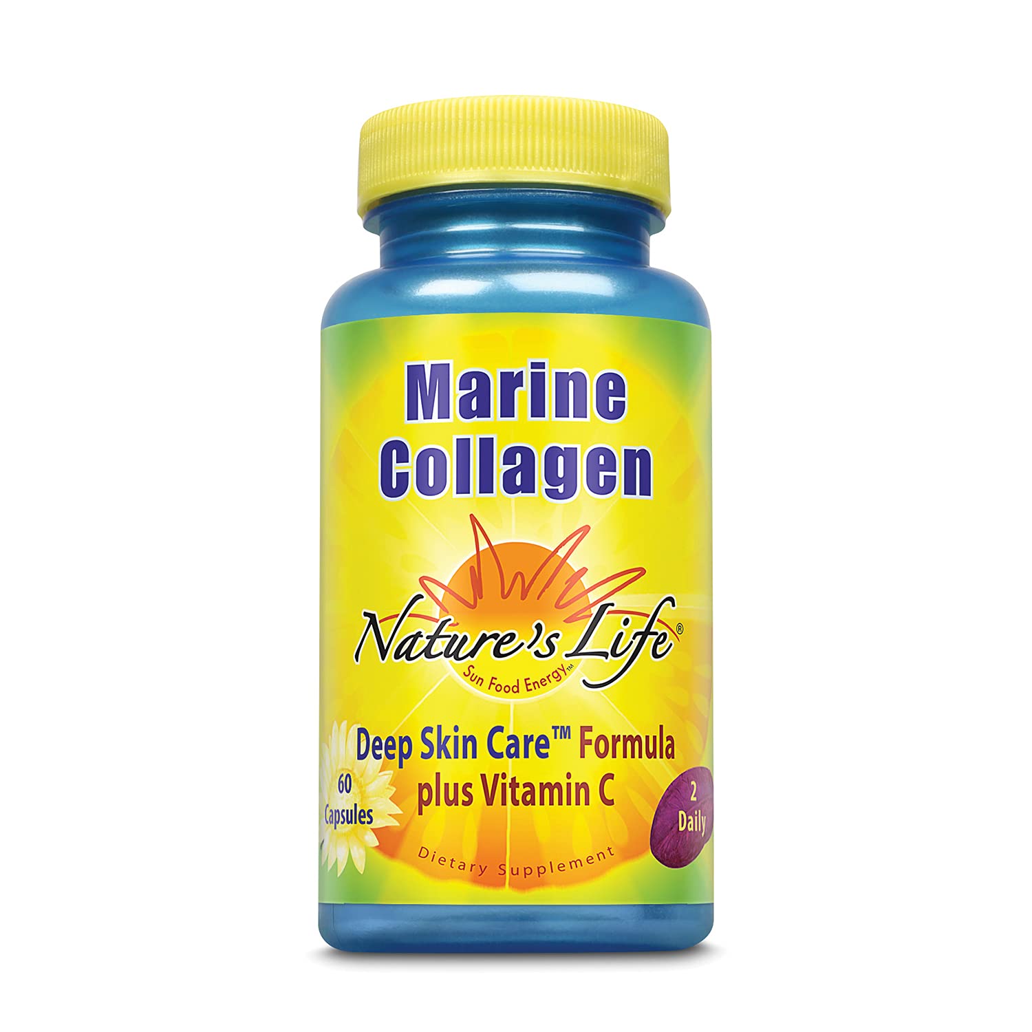 Nature's Life Marine Collagen Deep Skin Care Formula Plus Vitamin C Capsules, 60 Count