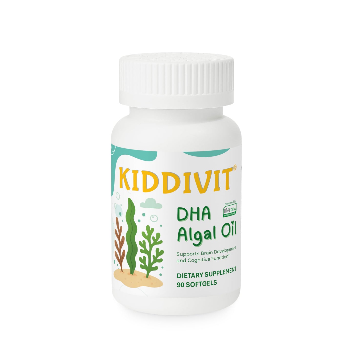 Kiddivit Algal Oil DHA Softgels for Kids 90 Softgels