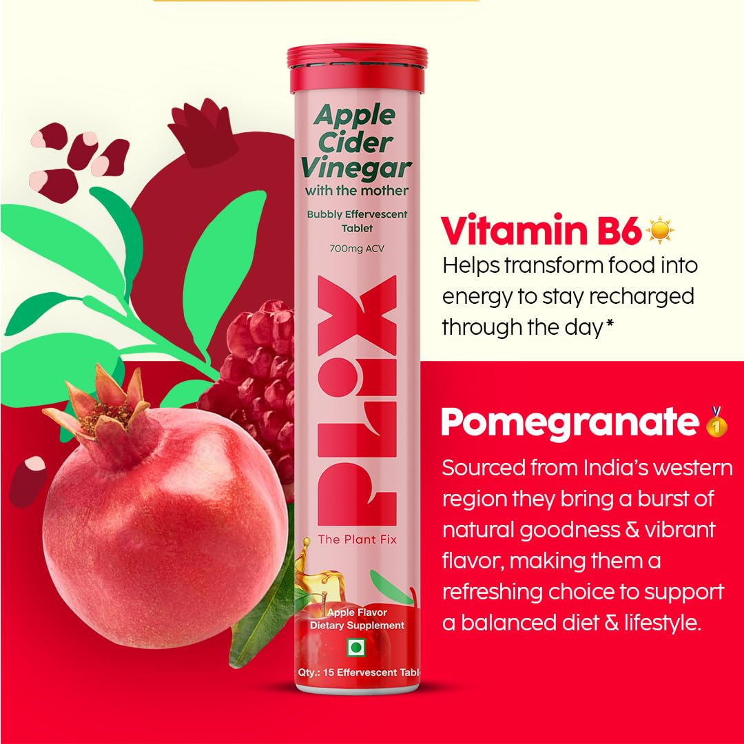 PLIX - THE PLANT FIX Apple Cider Vinegar 15 Effervescent Tablet 60 Tablets