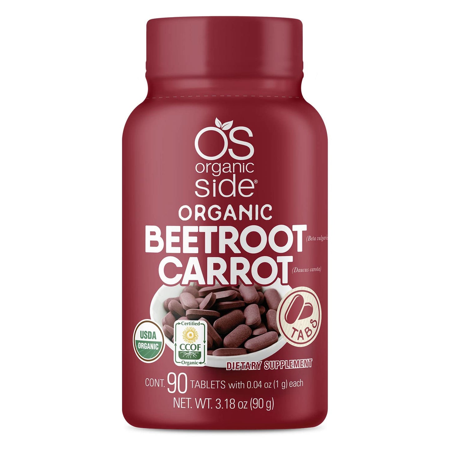 OS Organic Side Beetroot & Carrot Tablets 90 Count