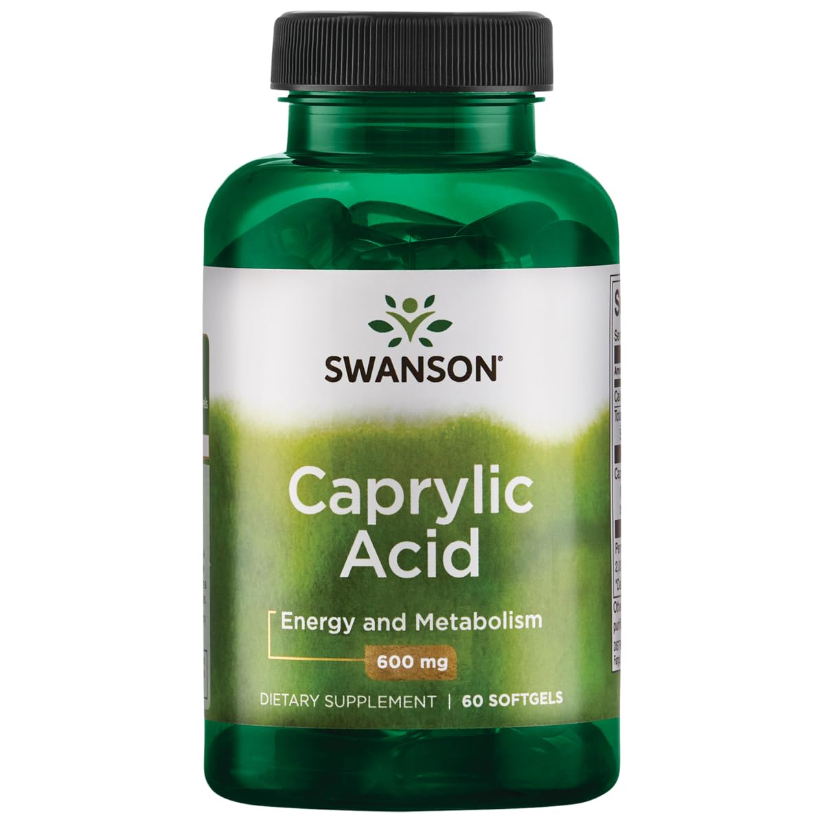 Swanson Caprylic Acid 600 Milligrams Softgels, 60 Count