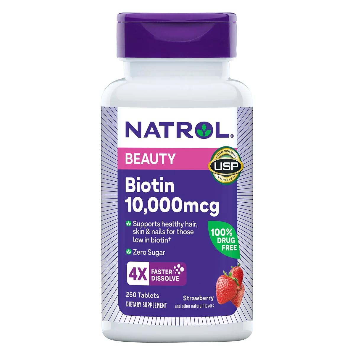Natrol Biotin 10000 mcg Tablets, 250 Count