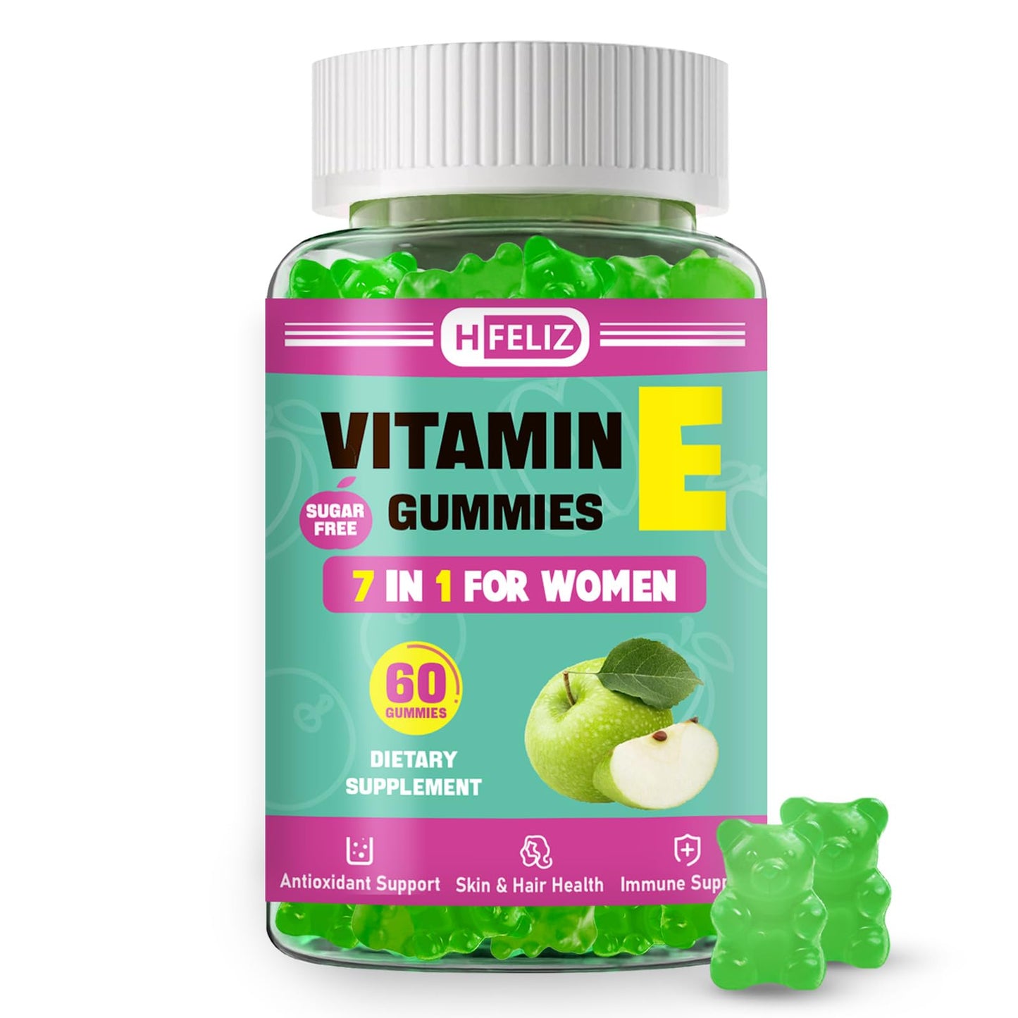 HFELIZ Vitamin E Gummies for Women Chewable 60 Count