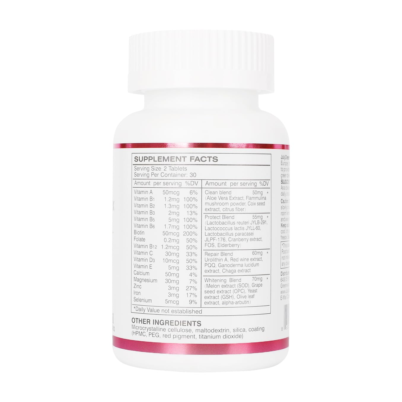 JulyDeer One Daily Tablet Multivitamin for Women, Complete Multimineral with Vitamin A, C, D, E and B-Complex, Zinc & More for Women's Immunity, Hair, Skin & Nails, Digestion + Vegetarian, 120 Tablets