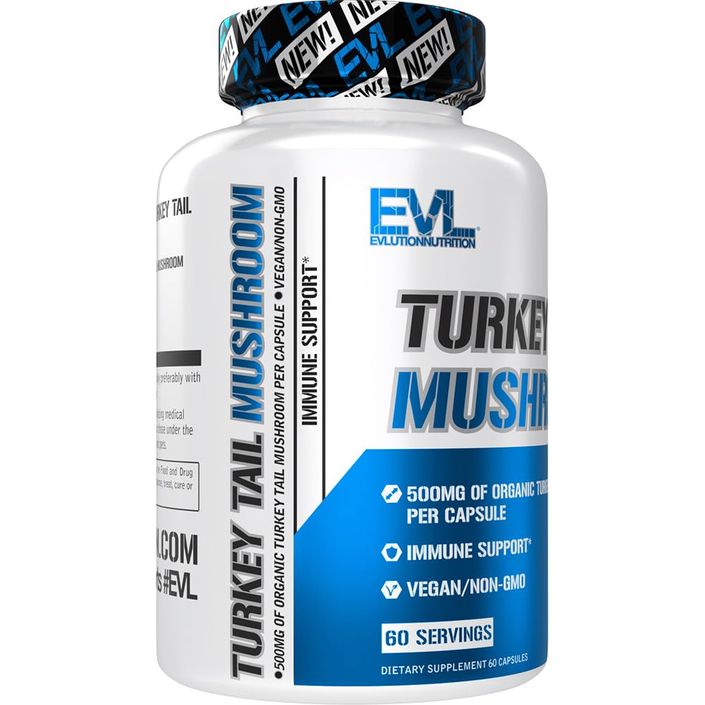 Evlution Turkey Tail Mushroom 500mg Organic per Capsule - 60 Capsules