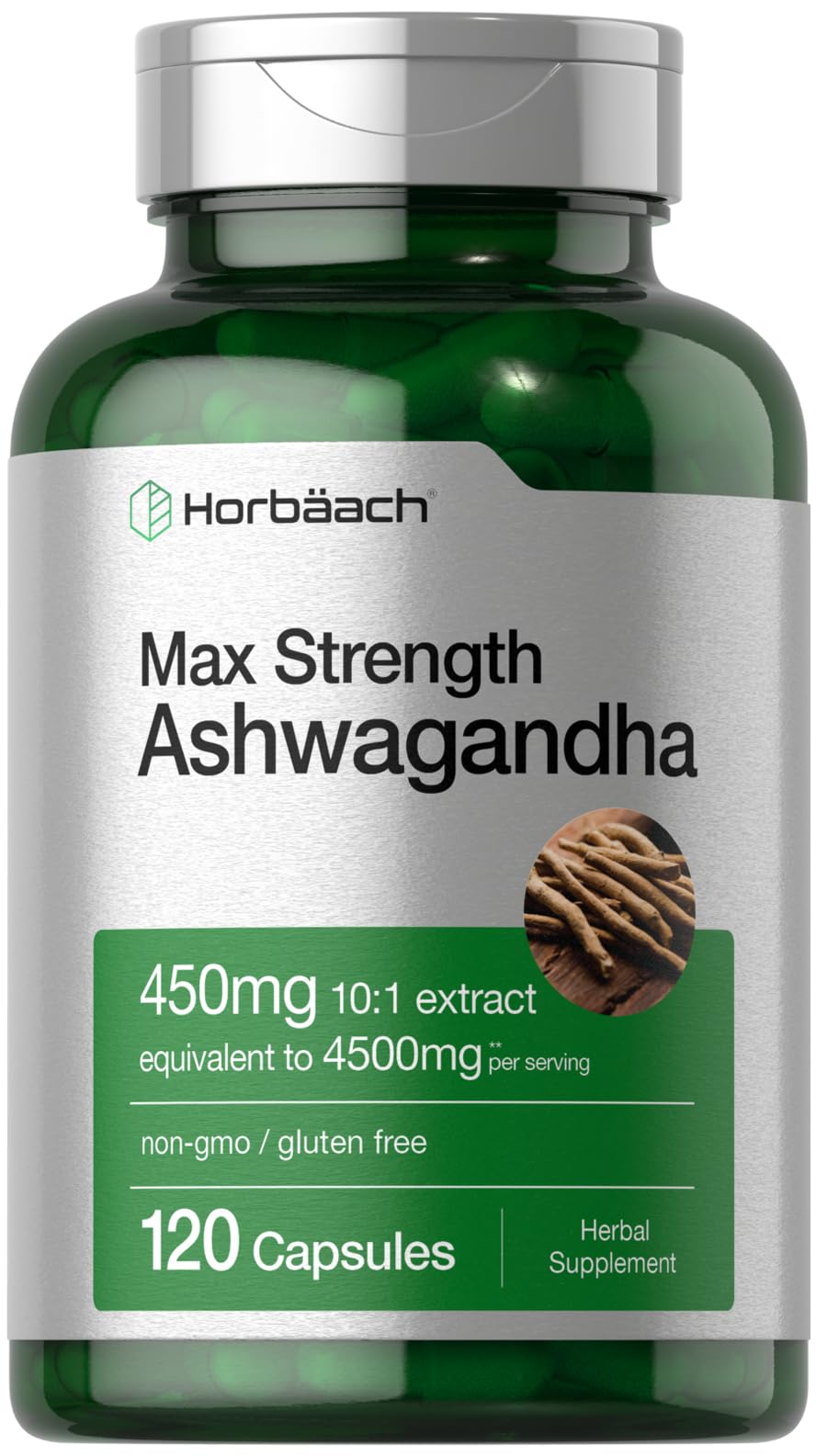 Horbäach Ashwagandha Supplement Capsules 120 Count