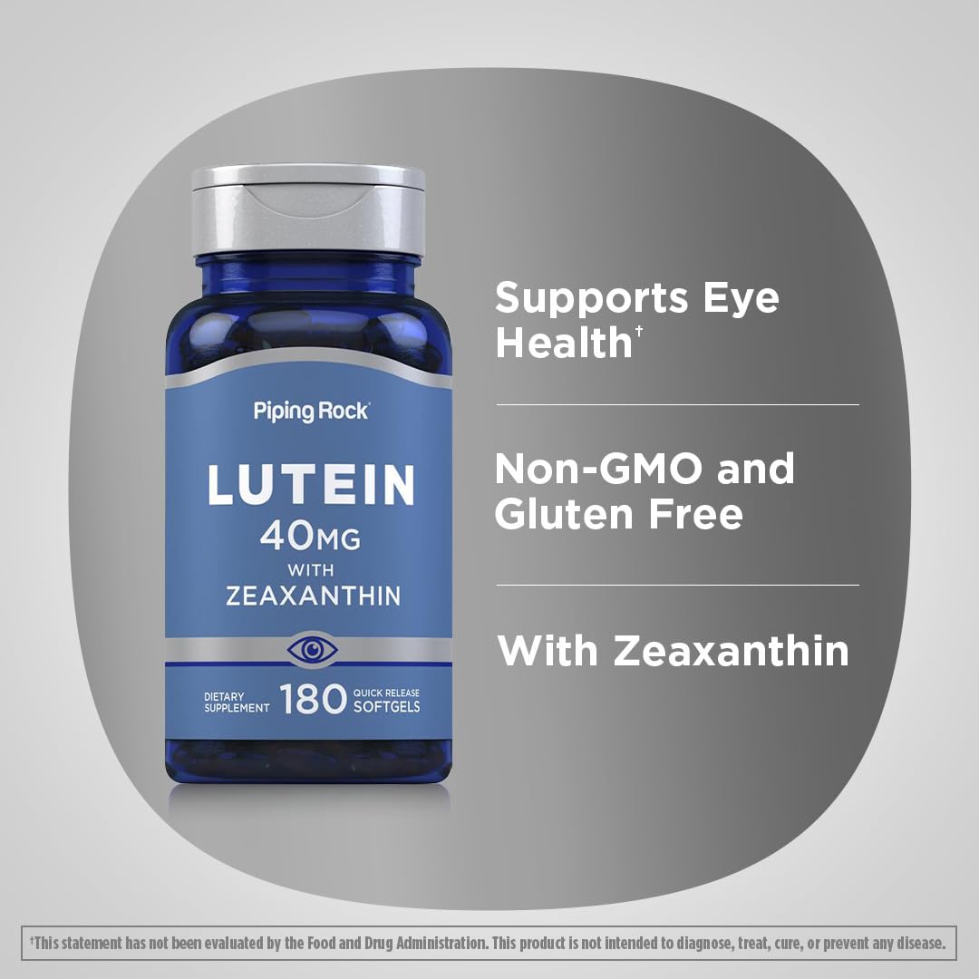 Piping Rock Lutein and Zeaxanthin Supplement 40 mg Softgels, 180 Count