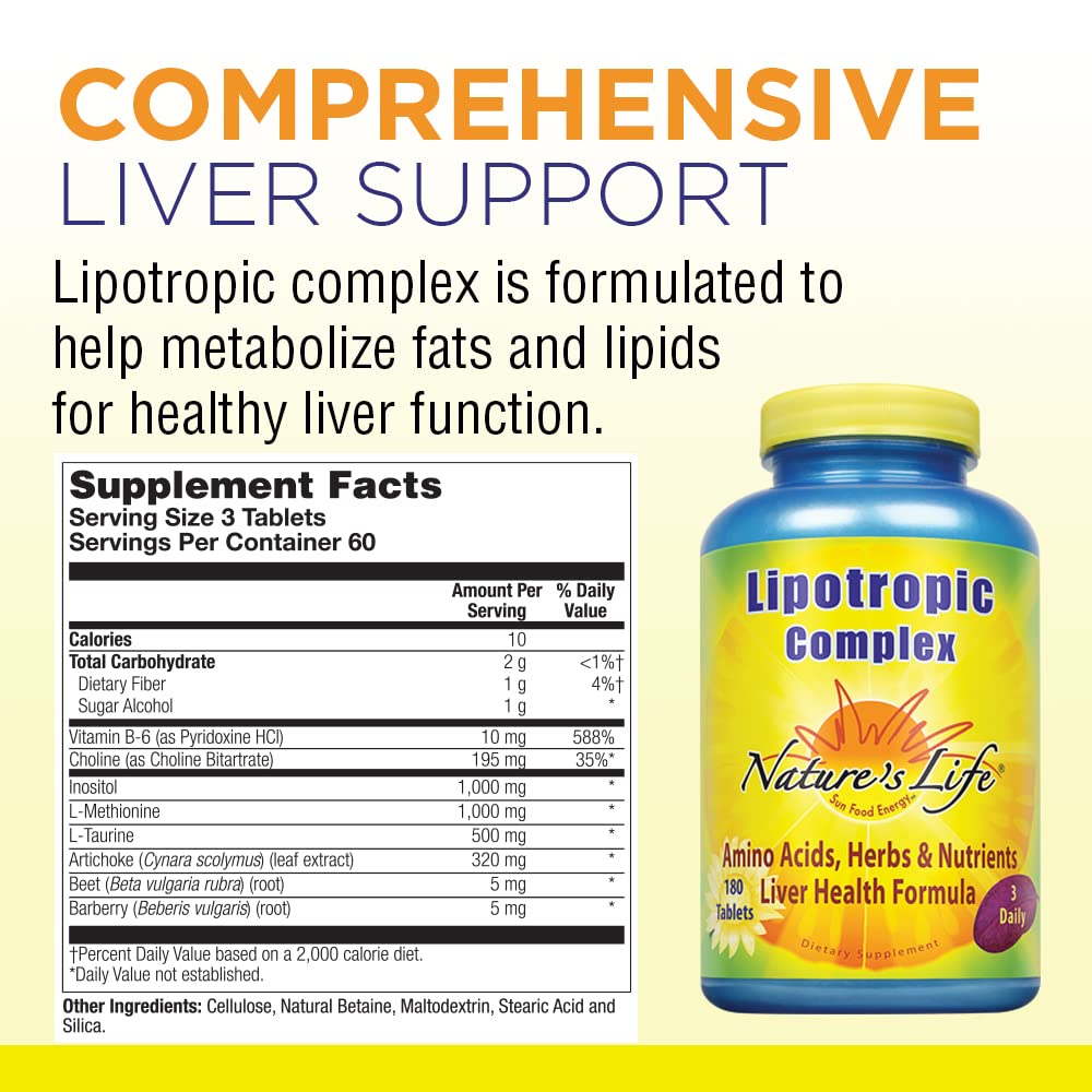 Nature's Life Lipotropic Complex Tablets 180