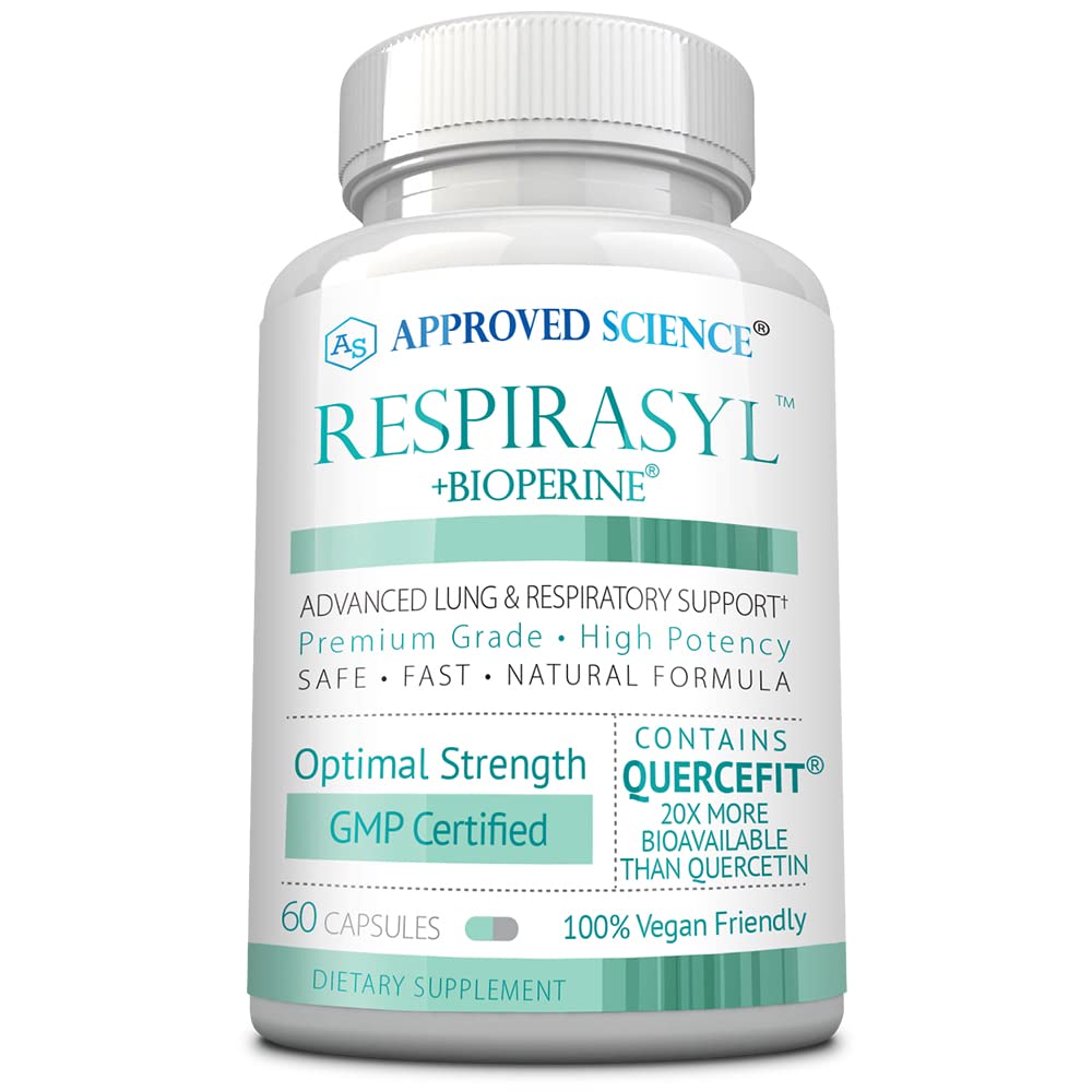 Approved Science Respirasyl Lung and Respiratory Support with Quercefit, Vitamins A, C, D, BioPerine, 60 Capsules