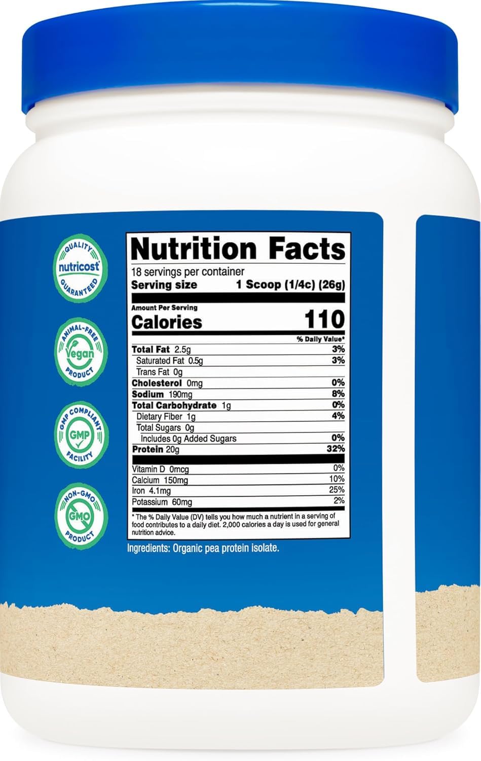 Nutricost Organic Pea Protein Powder, 1 lb
