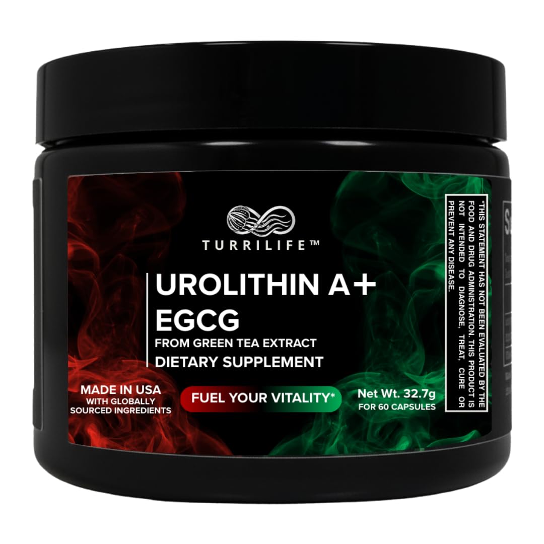 TURRILIFE Premium Urolithin A (≥98% Purity) + High-Potency EGCG from Green Tea Extract (≥98% Polyphenols) – Daily Wellness Formula – Vegan Capsules – 60 Count