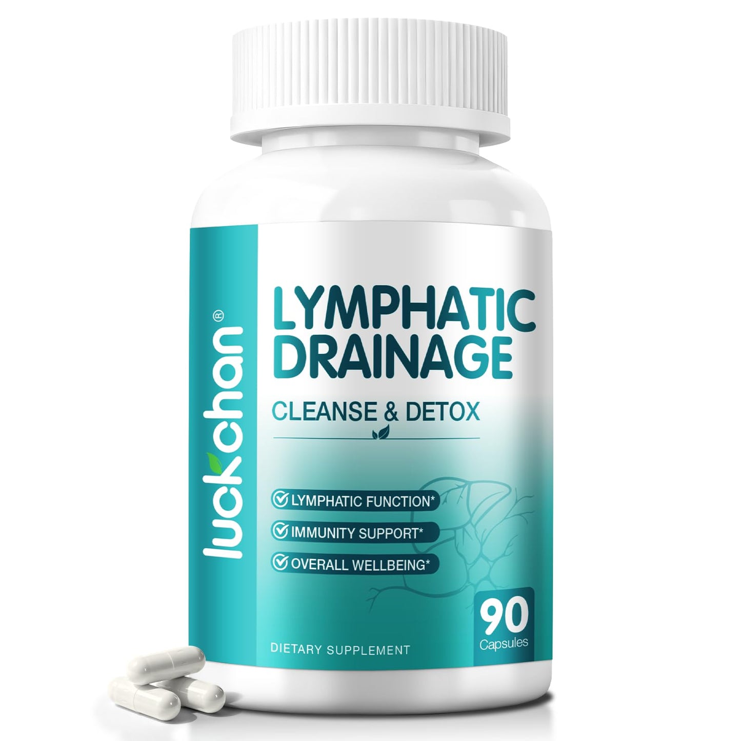 LUCKCHAN Lymphatic Drainage Supplements Capsules, 90 Count