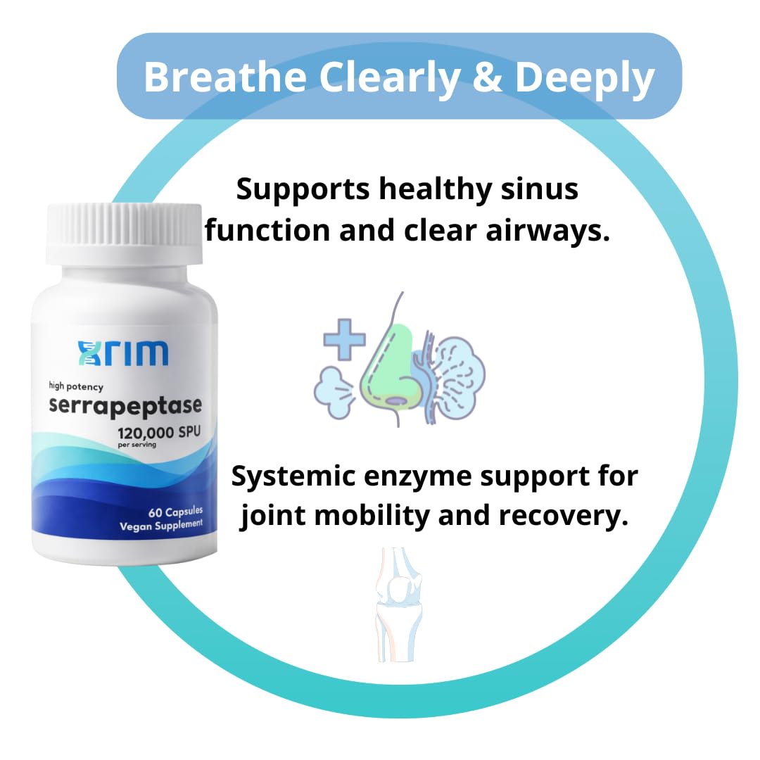 Xrim Serrapeptase 120,000 SPU Capsules, 60 Count