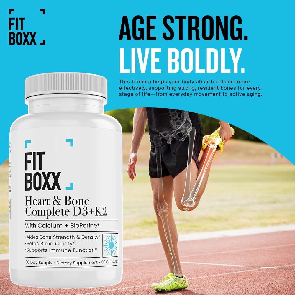 Fit Boxx Heart & Bone Complete Vitamin D3 5000 IU, K2 MK-7 & Calcium 60 Capsules